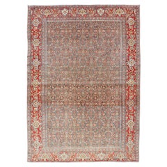 Tapis persan ancien Senneh à motifs géométriques Herati sur fond