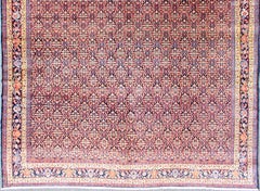 Fine Antique Persian Senneh Rug with Herati Geometric Design in Blue Background