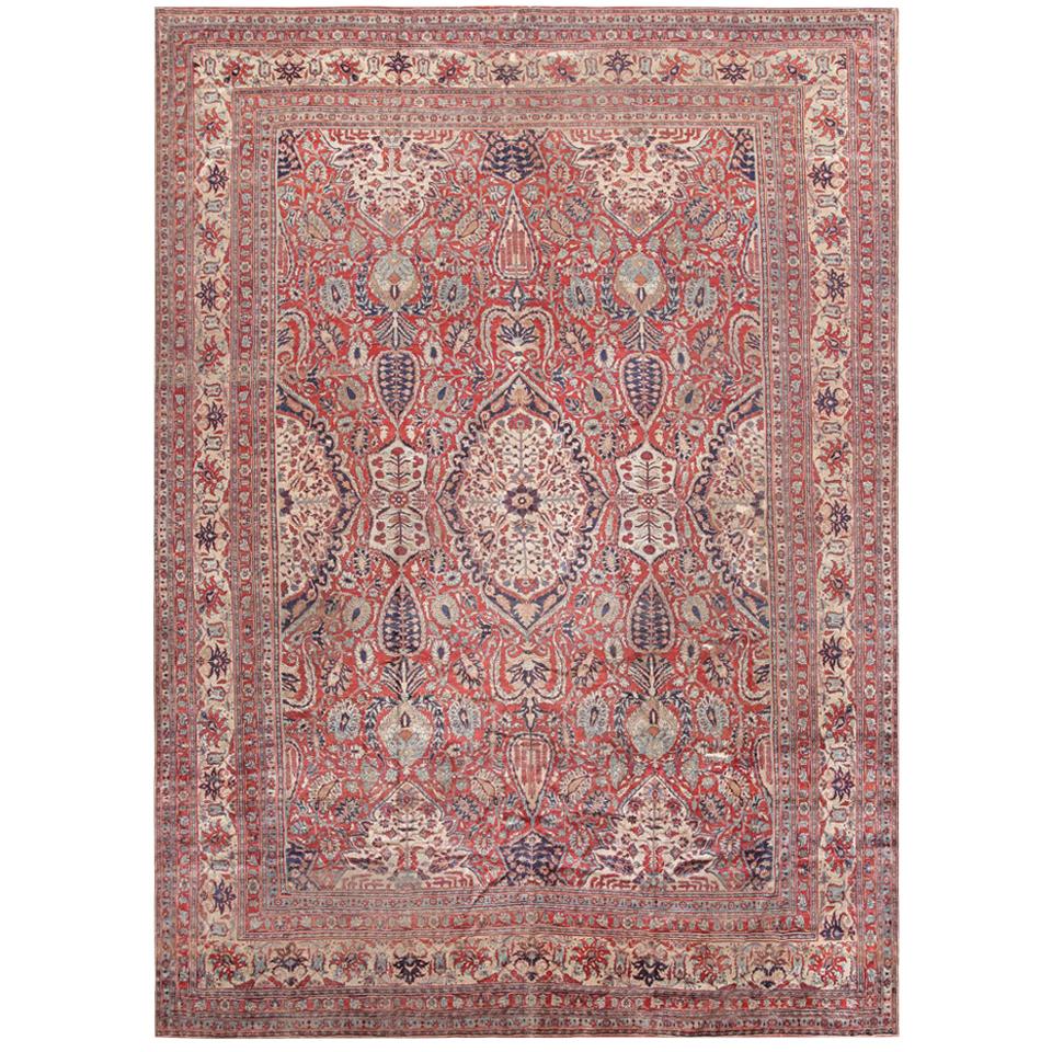 Fine Rare Antique Persian Silk Heriz Carpet 10' x 13'