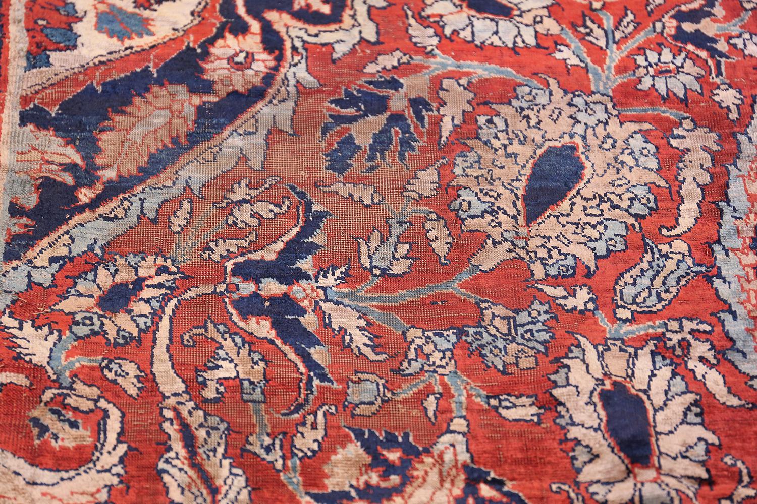 19th Century Fine Rare Antique Persian Silk Heriz Carpet 10' x 13' For Sale