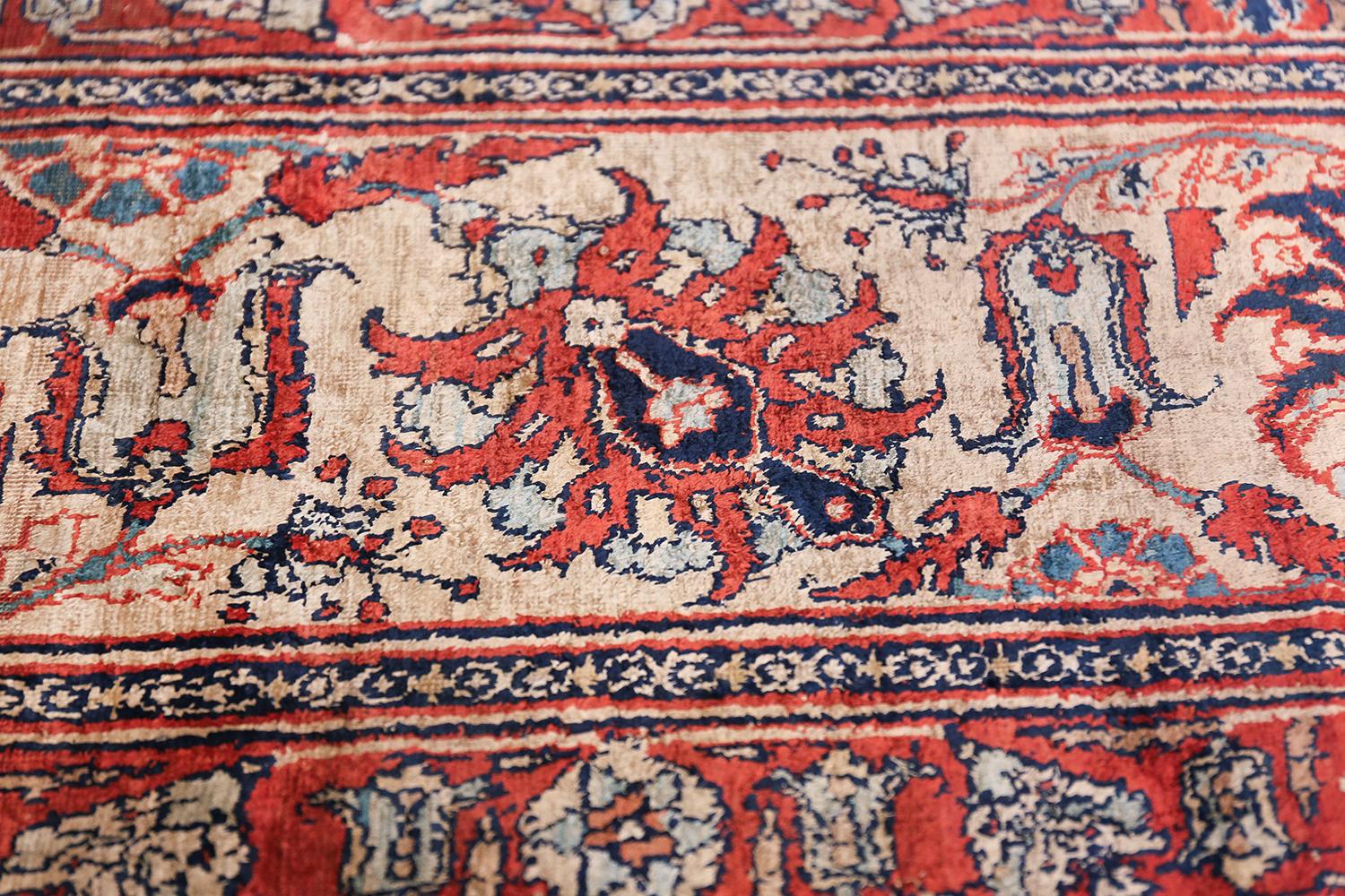 Nazmiyal Collection Antique Persian Silk Heriz Carpet. Size: 10 ft x 13 ft 3