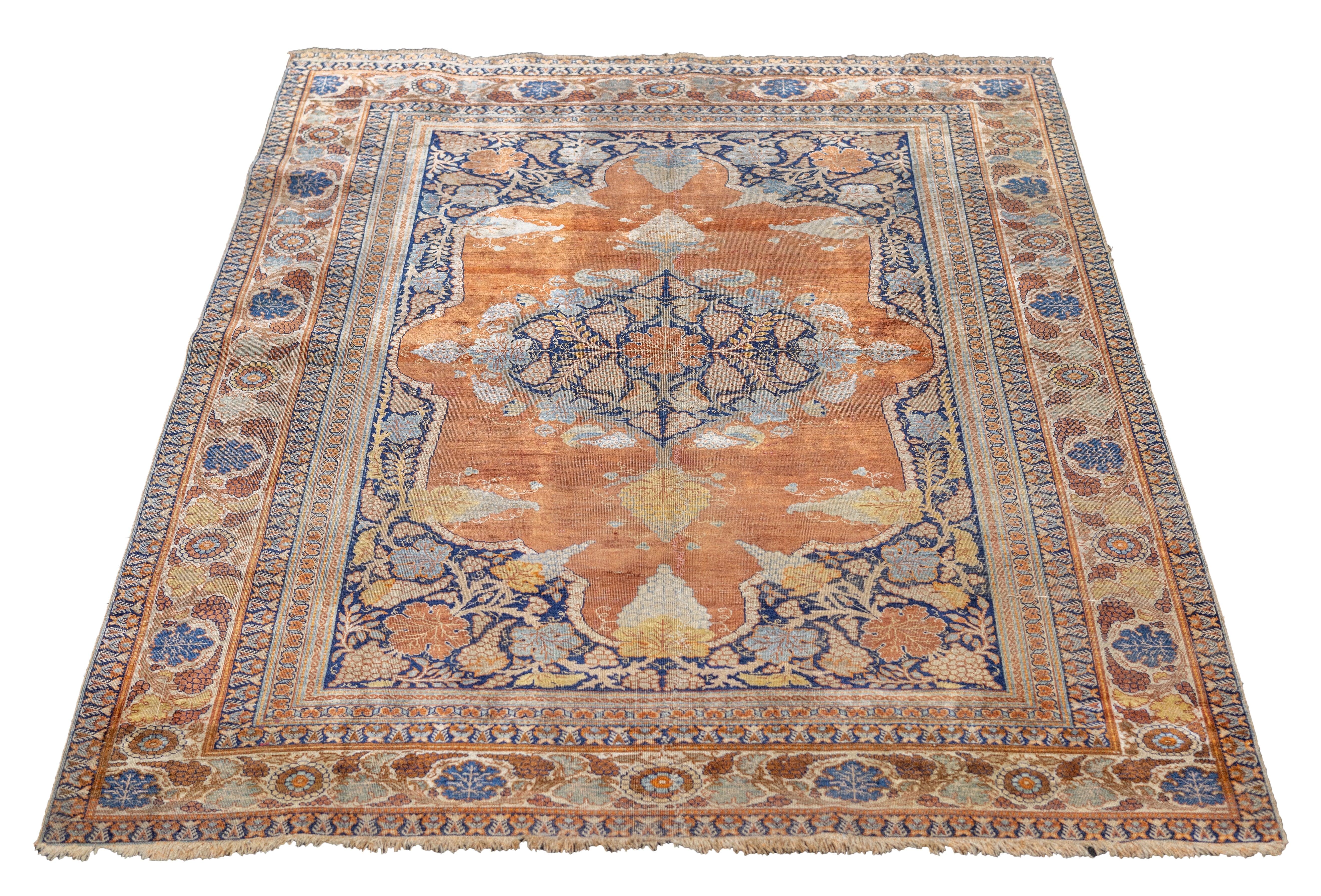 Fine Antique Persian Silk Heriz Rug 3'9'' x 5'3'' For Sale 5