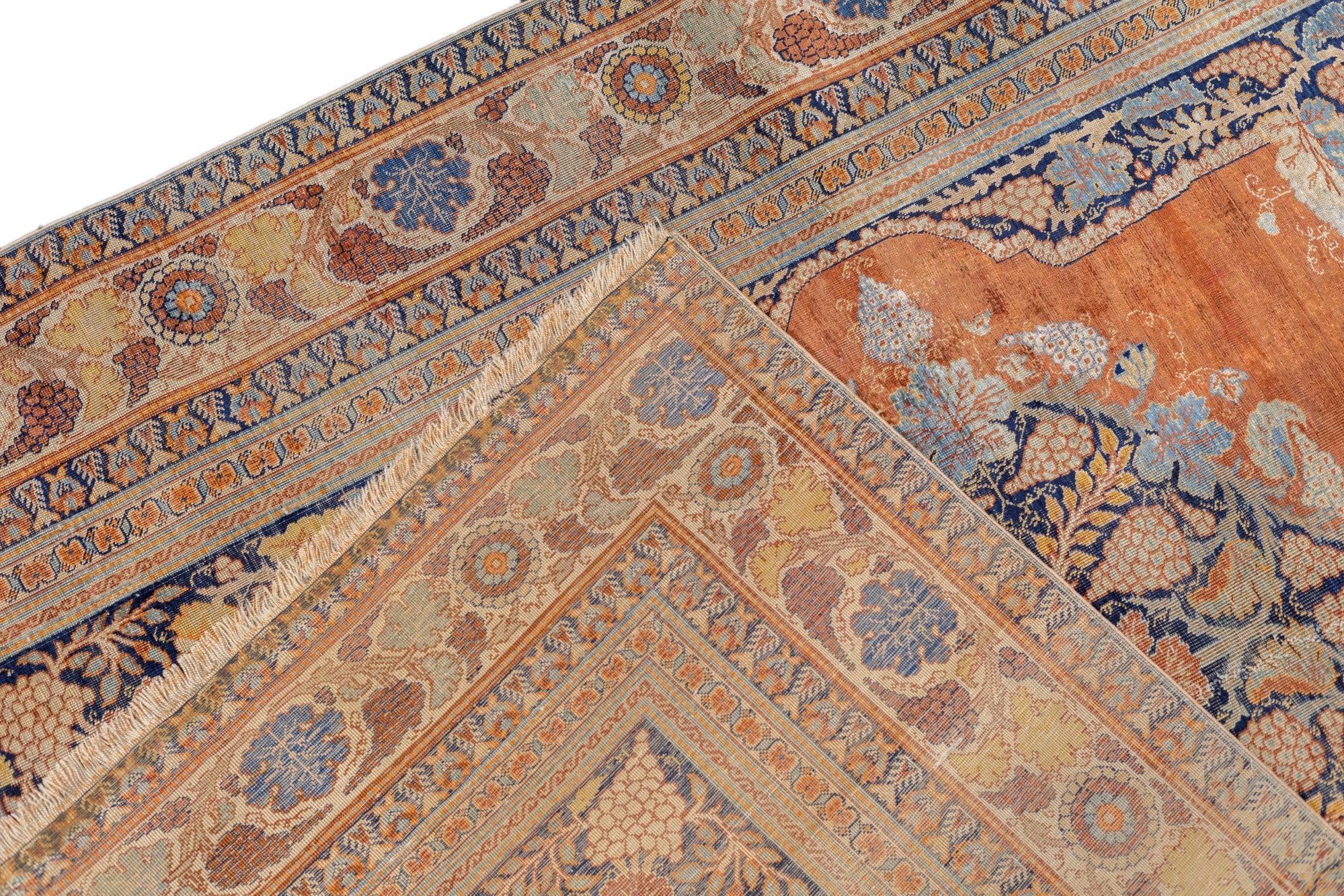 Fine Antique Persian Silk Heriz Rug 3'9'' x 5'3'' For Sale 7
