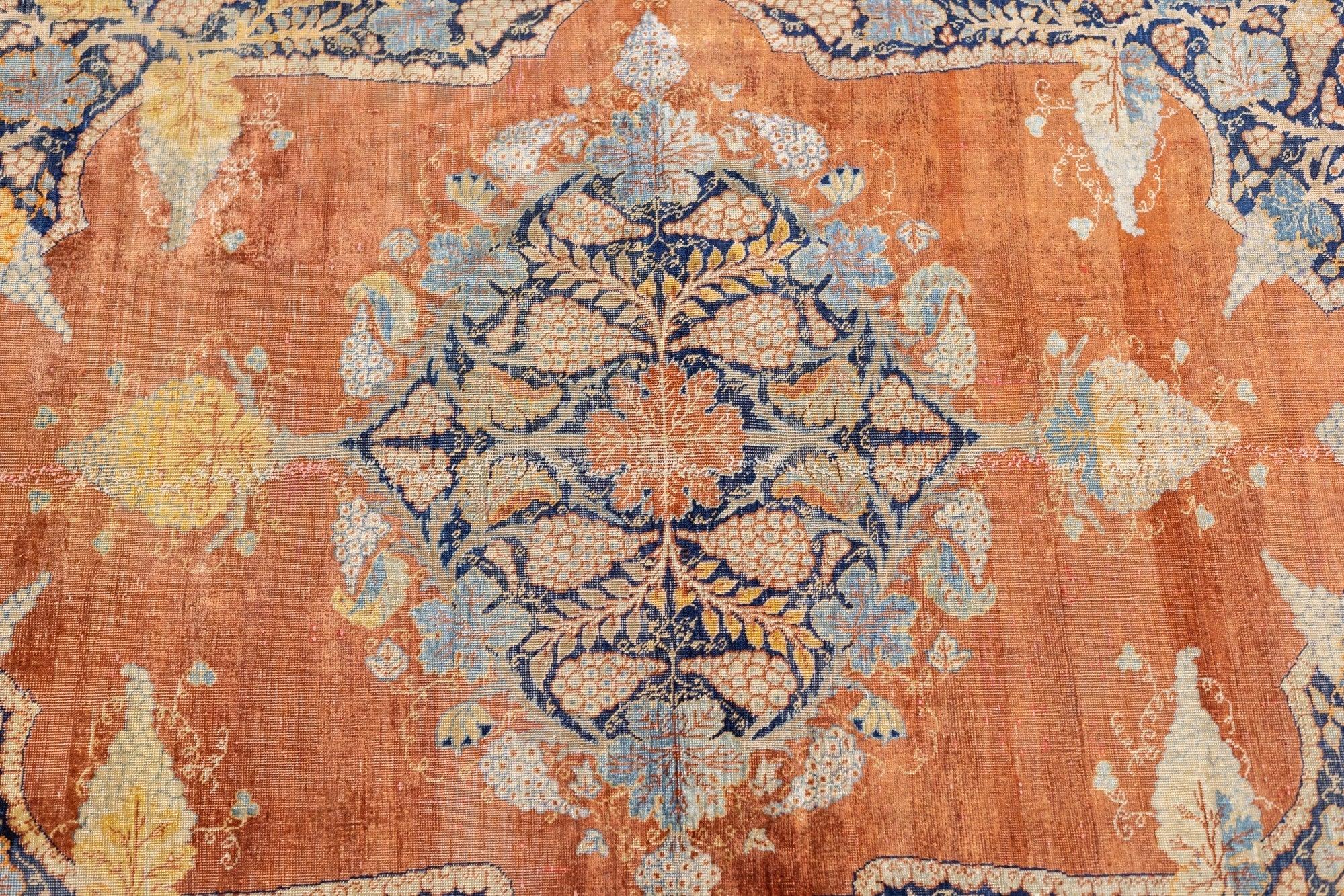 Hand-Knotted Fine Antique Persian Silk Heriz Rug 3'9'' x 5'3'' For Sale