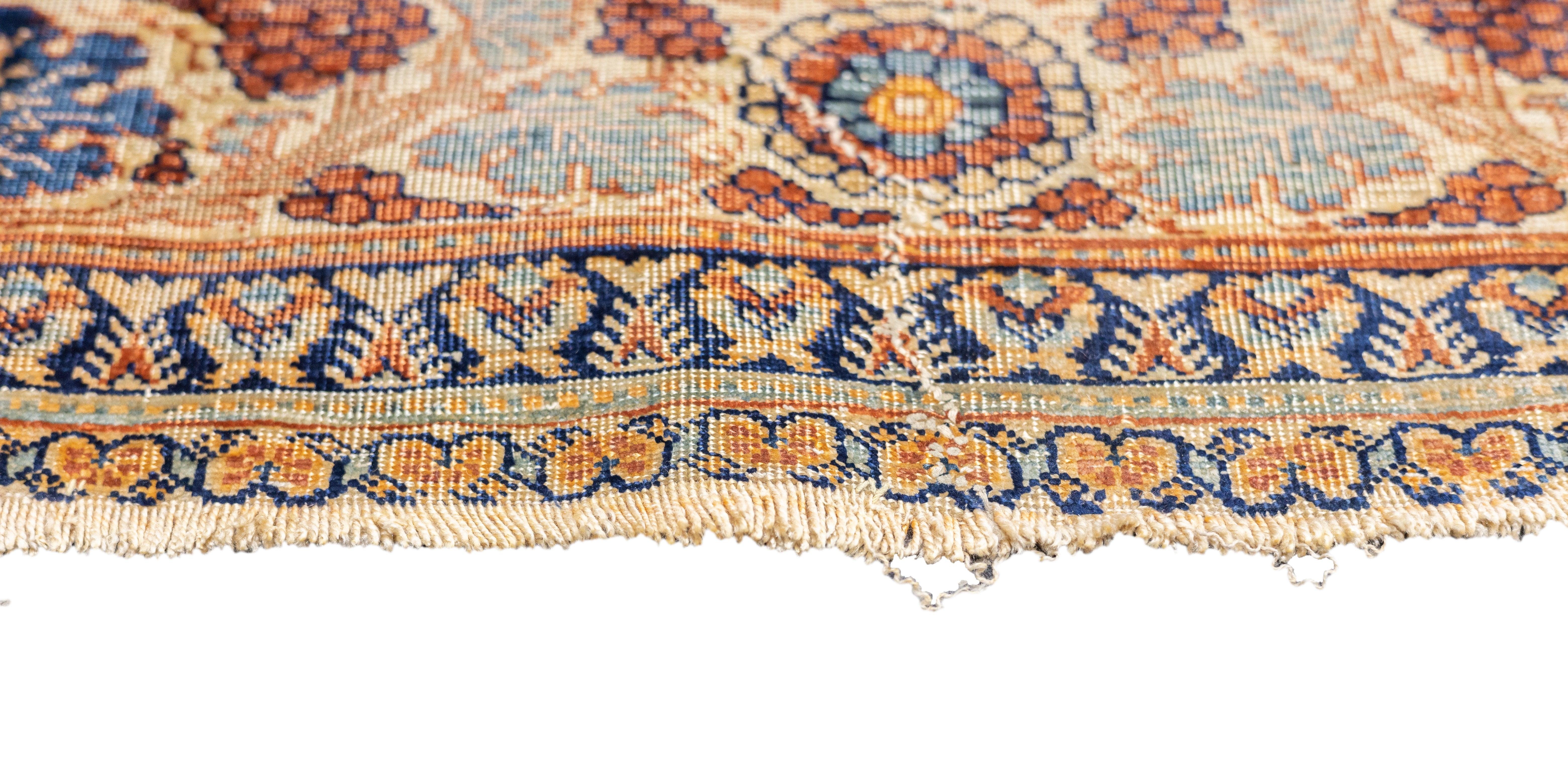 19th Century Fine Antique Persian Silk Heriz Rug 3'9'' x 5'3'' For Sale
