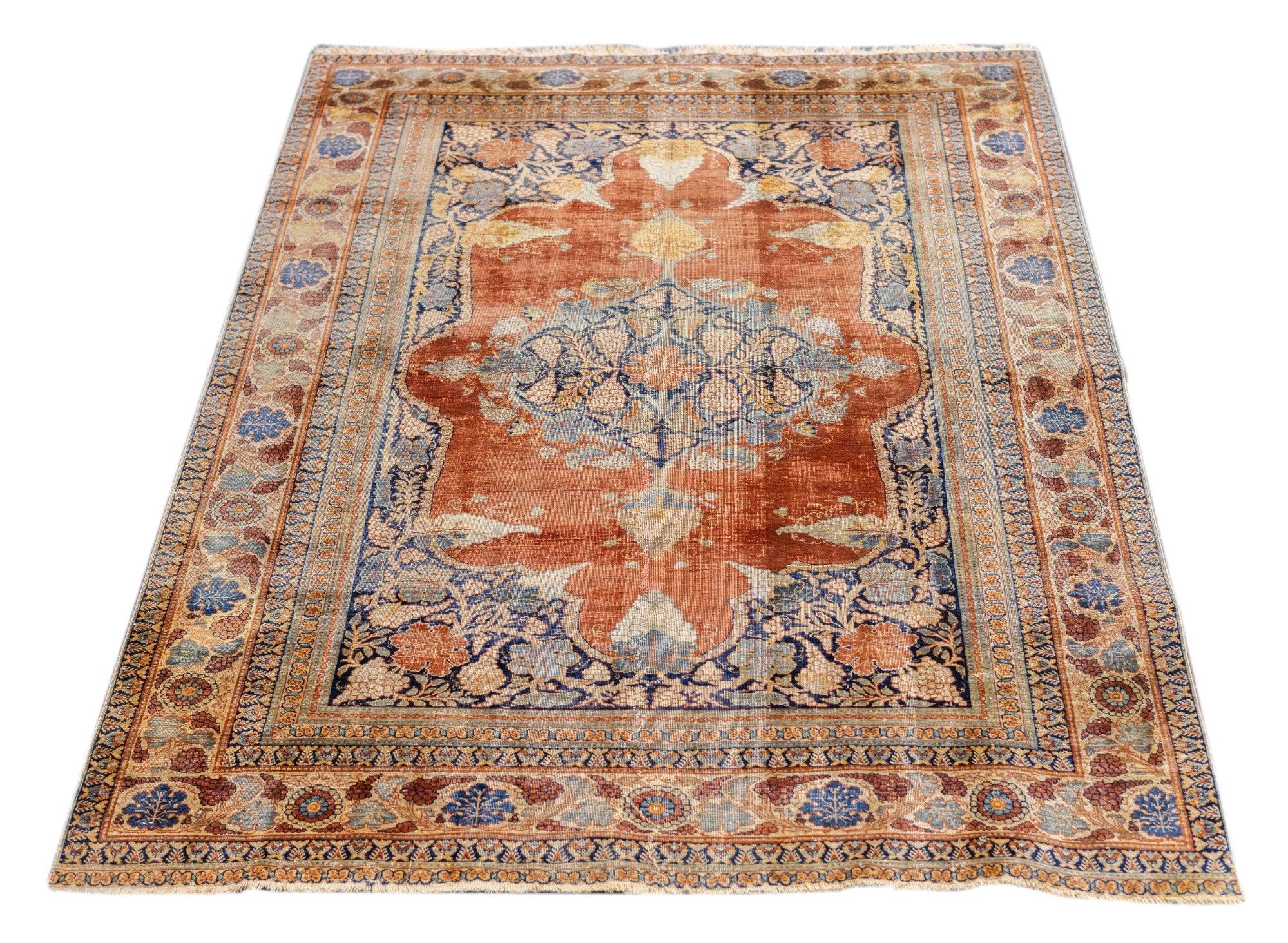 Fine Antique Persian Silk Heriz Rug 3'9'' x 5'3'' For Sale 4