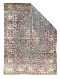 Fine Antique Persian Silk on Silk Mohtasham Kashan Rug 7’5" x 10’0"