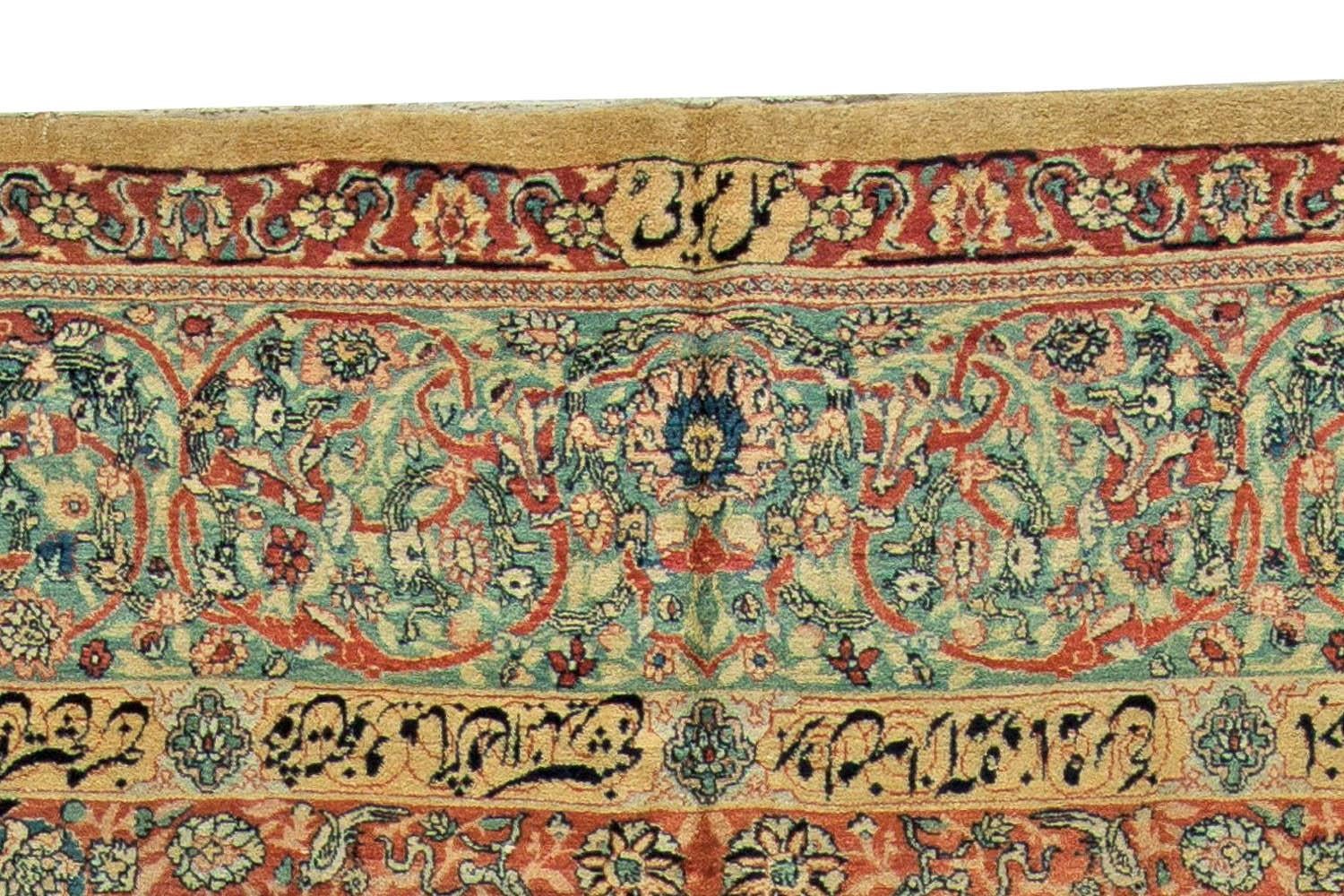 Antique Persian Tabriz Botanic Handwoven Wool Rug For Sale 1