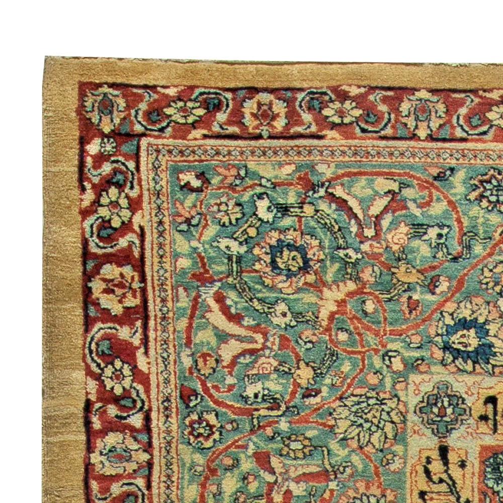 Antique Persian Tabriz Botanic Handwoven Wool Rug For Sale 2