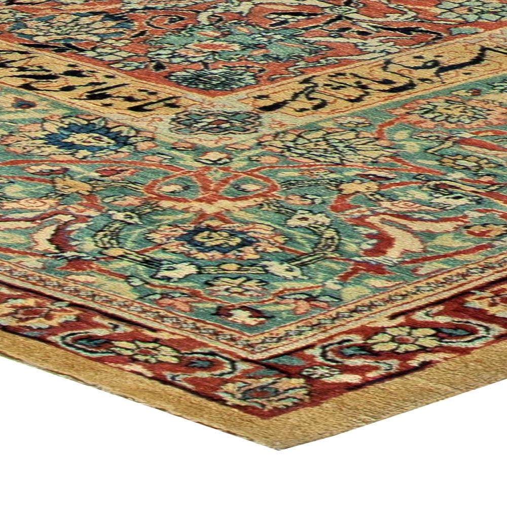 Antique Persian Tabriz Botanic Handwoven Wool Rug For Sale 3
