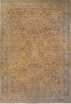 Fine Antique Persian Tabriz Botanic Handmade Wool Rug