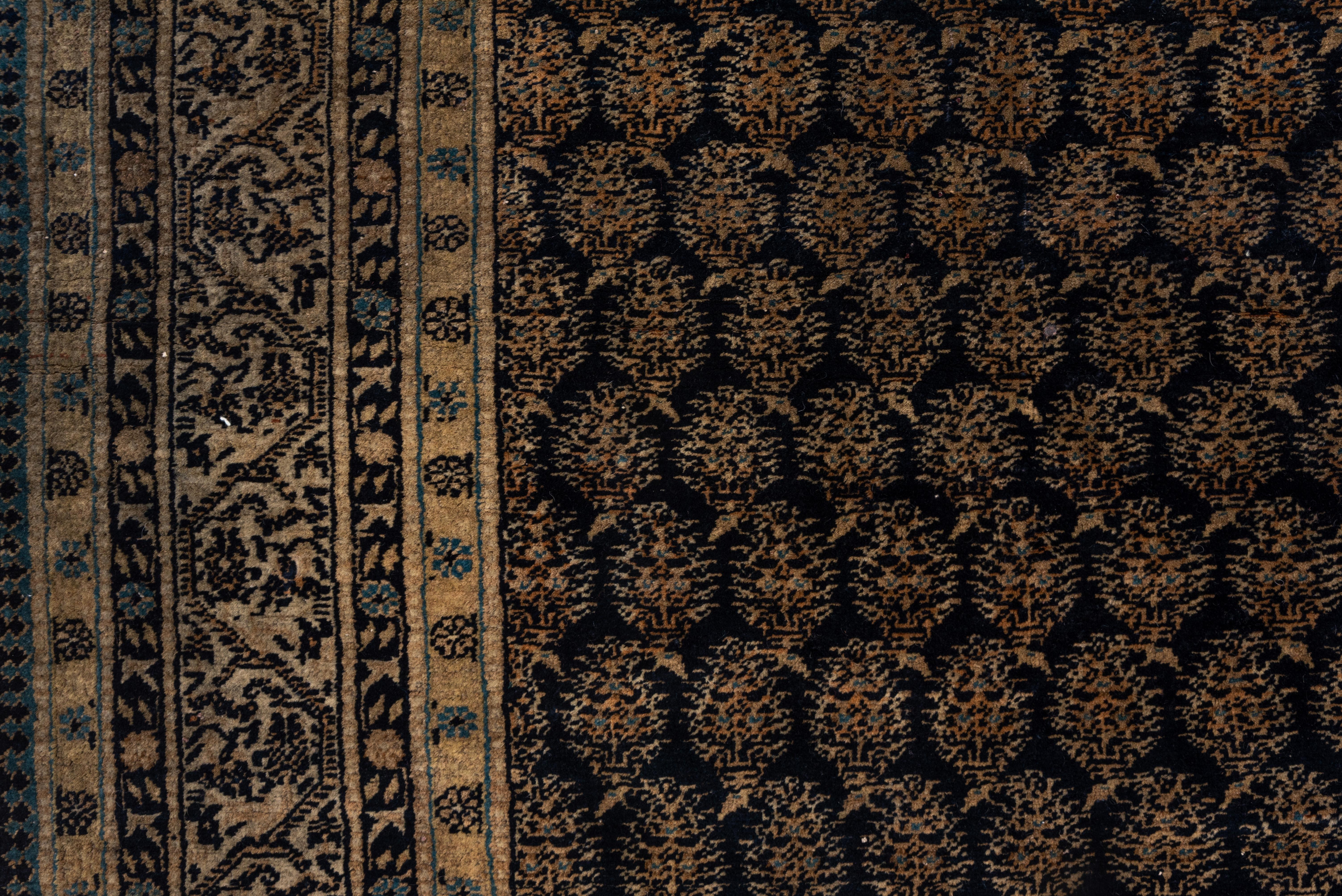 Fine Antique Persian Tabriz Carpet, Allover Dark Navy Field, Allover Design For Sale 1