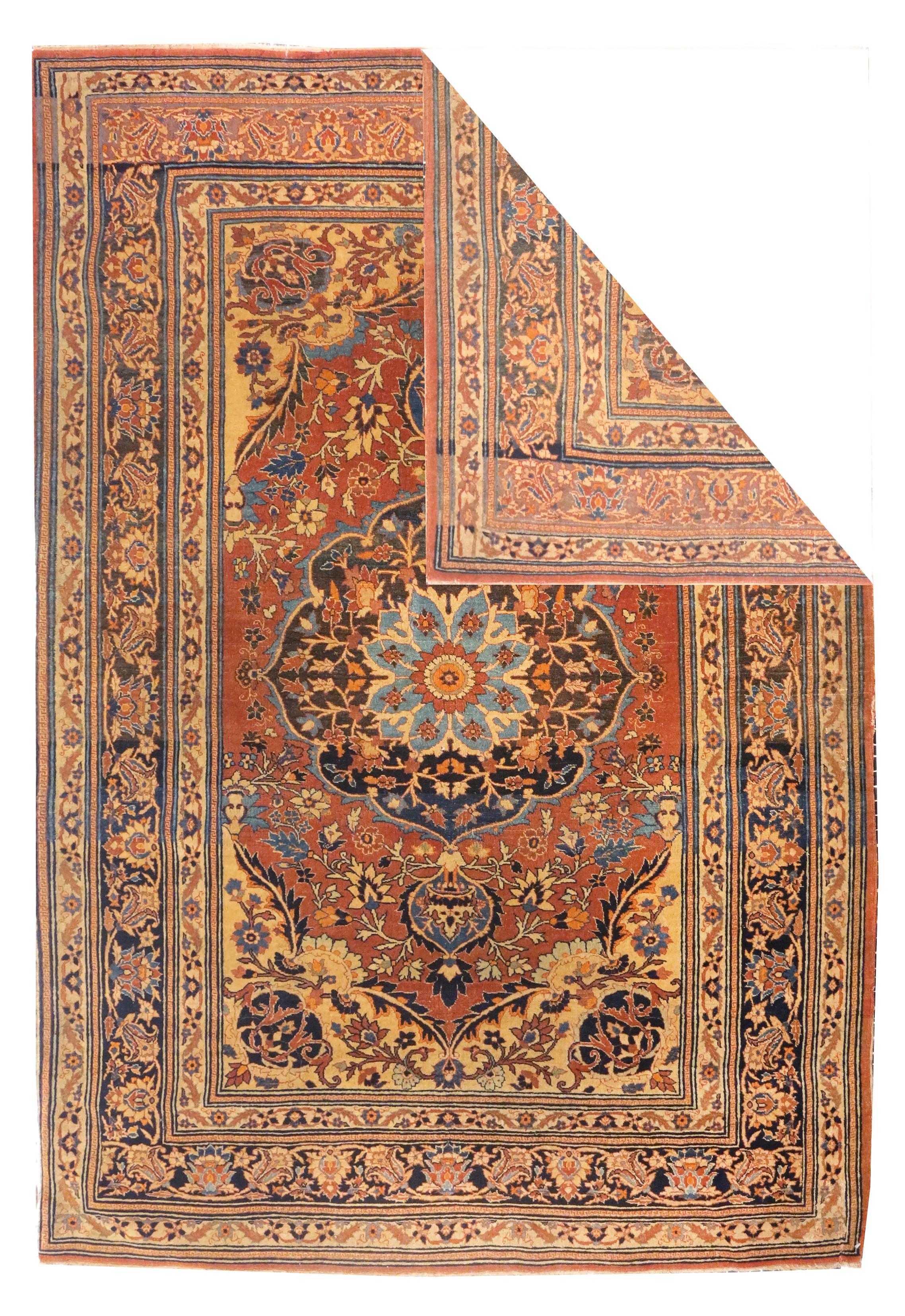 Hand-Knotted Antique Persian Tabriz Haji Jallili Area Rug For Sale