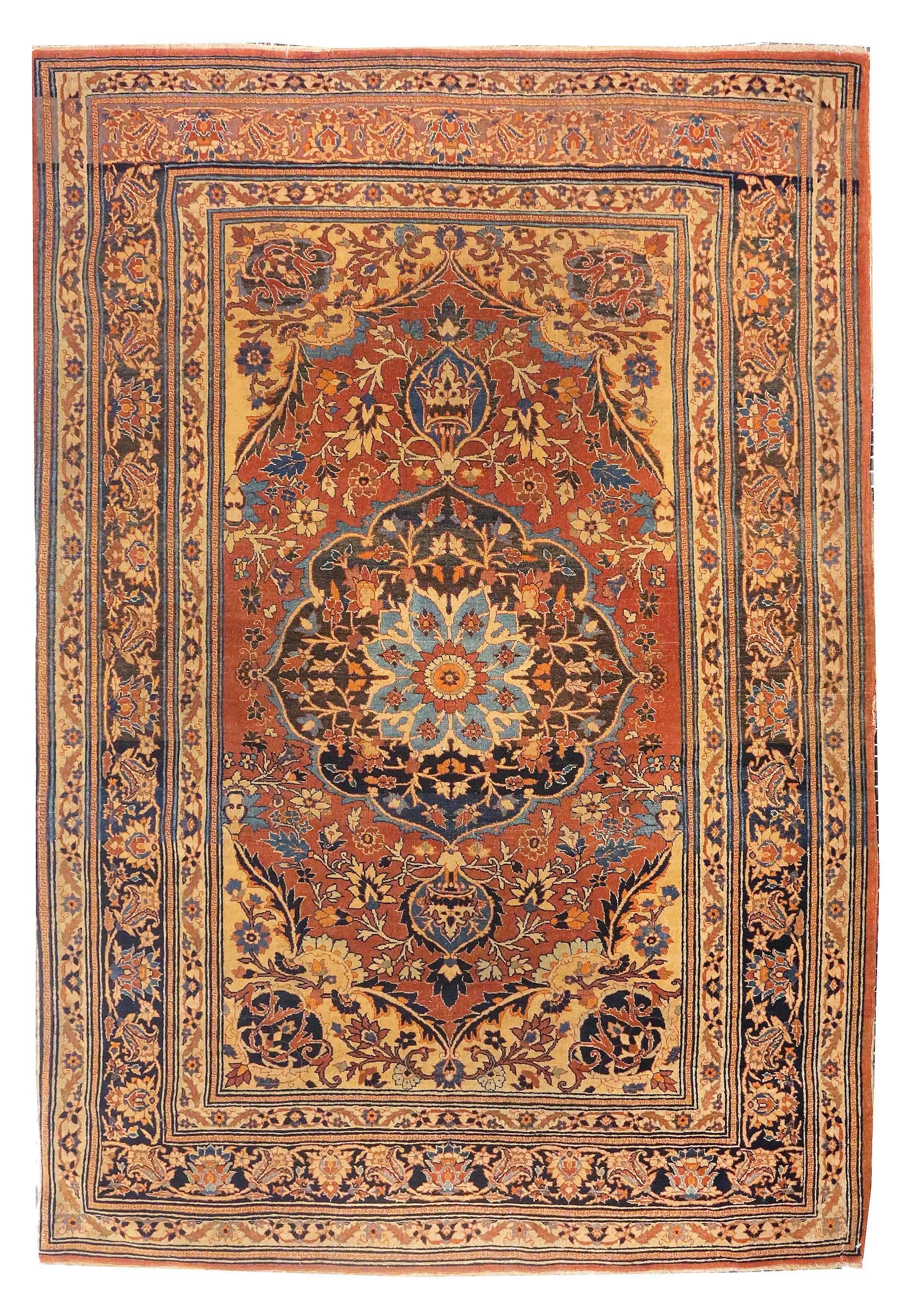 Antique Persian Tabriz Haji Jallili Area Rug In Good Condition For Sale In New York, NY