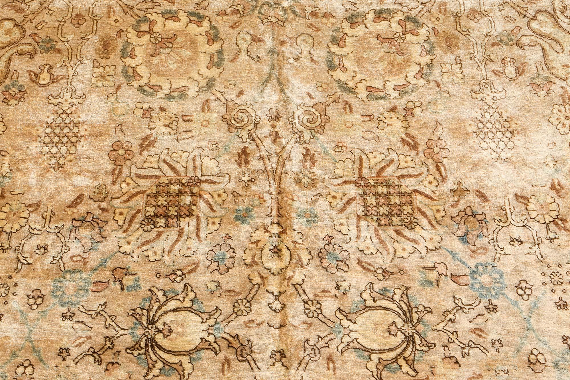 20th Century Antique Persian Tabriz Handmade Wool Carpet For Sale