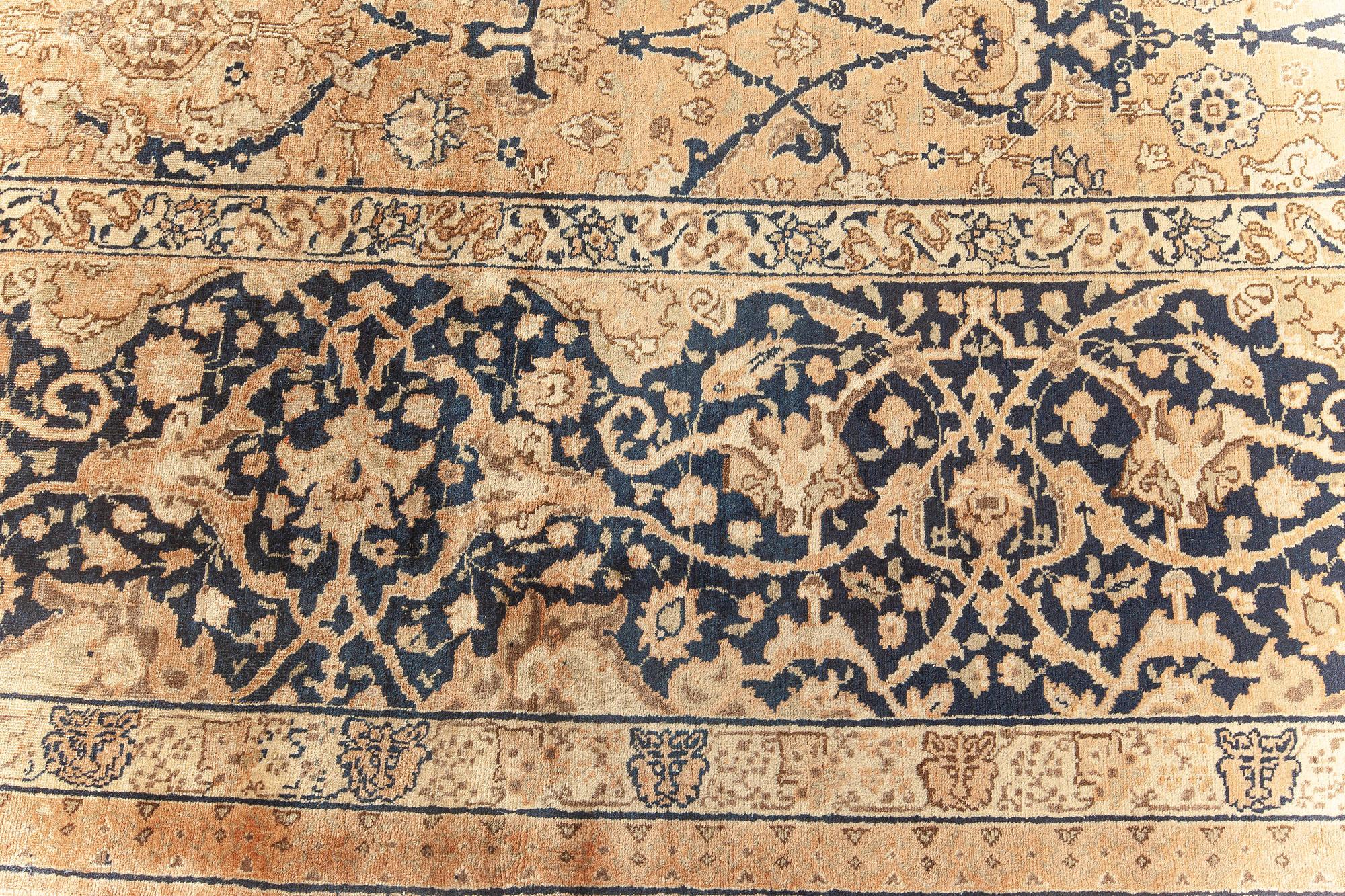 Antique Persian Tabriz Handmade Wool Carpet For Sale 1