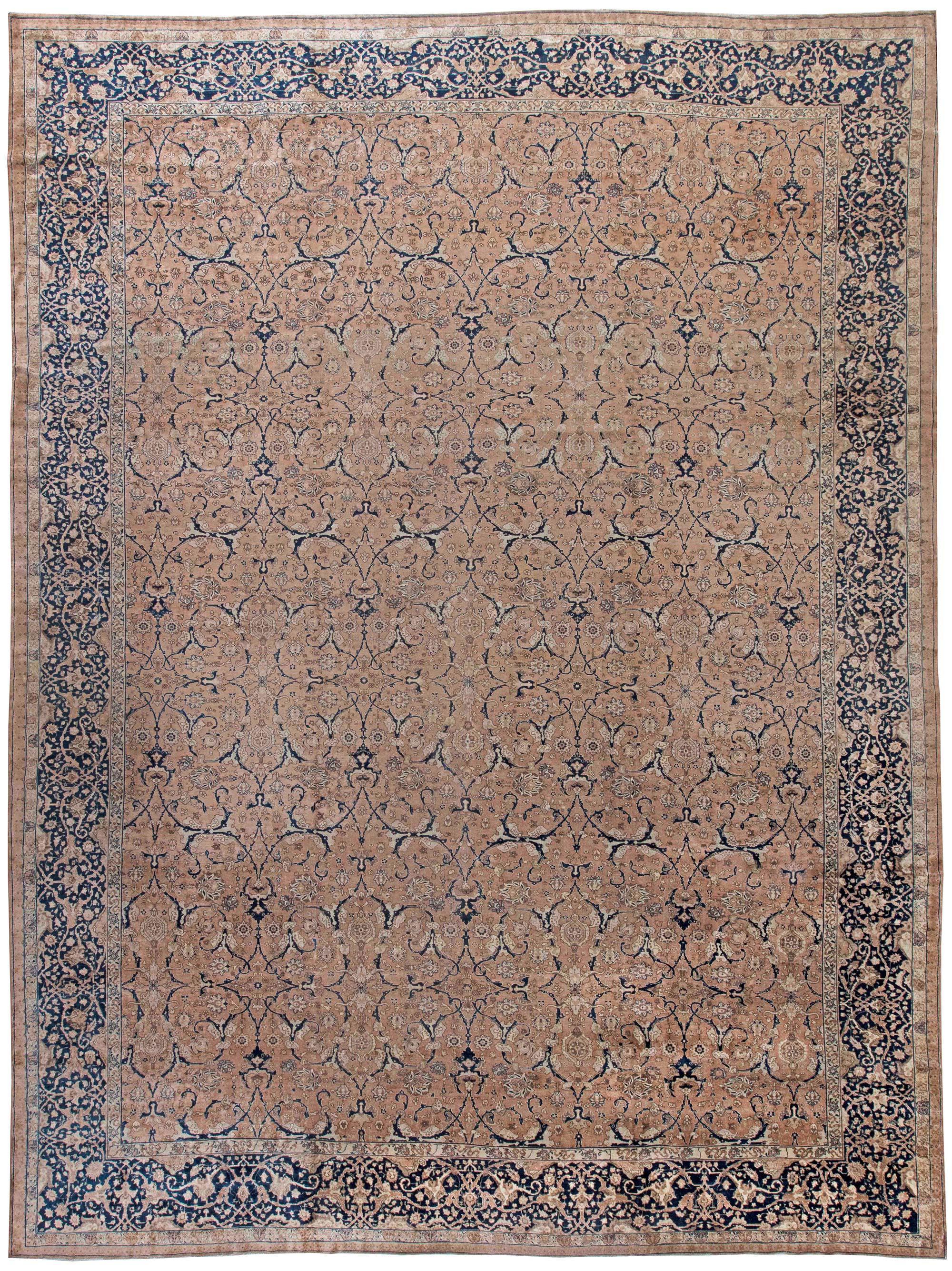 Doris Leslie Blau Tapis persan ancien Tabriz fait main en laine