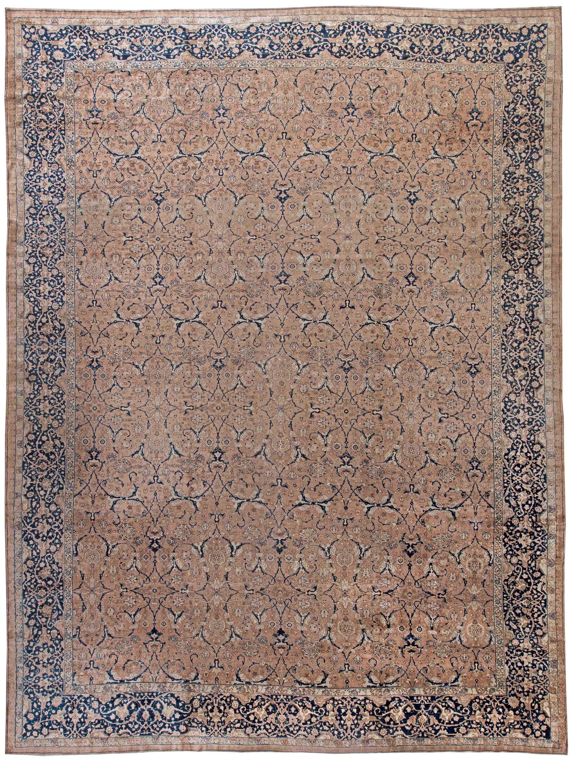 Antique Persian Tabriz Handmade Wool Carpet For Sale