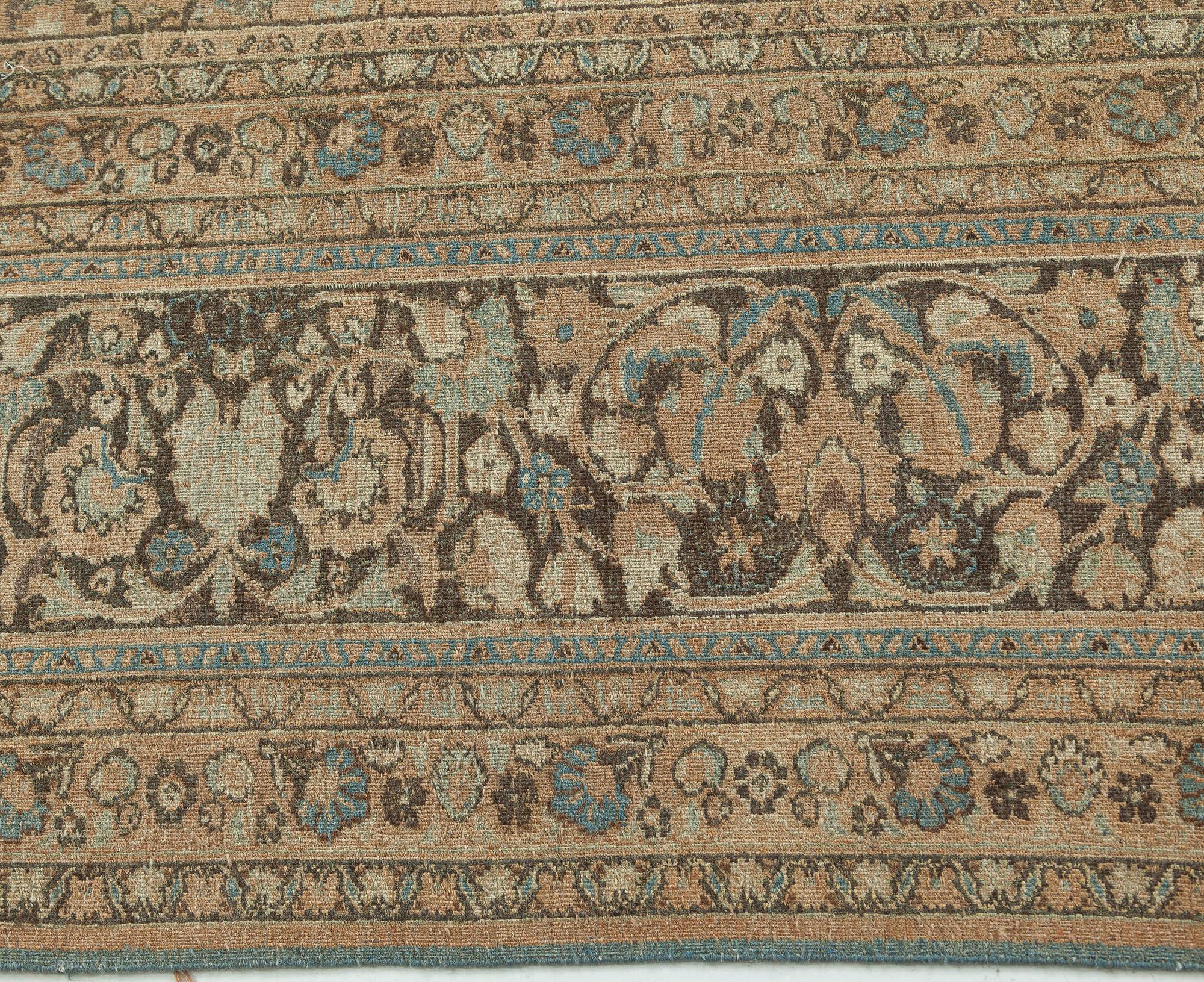 Antique Persian Tabriz Handmade Wool Rug For Sale 1