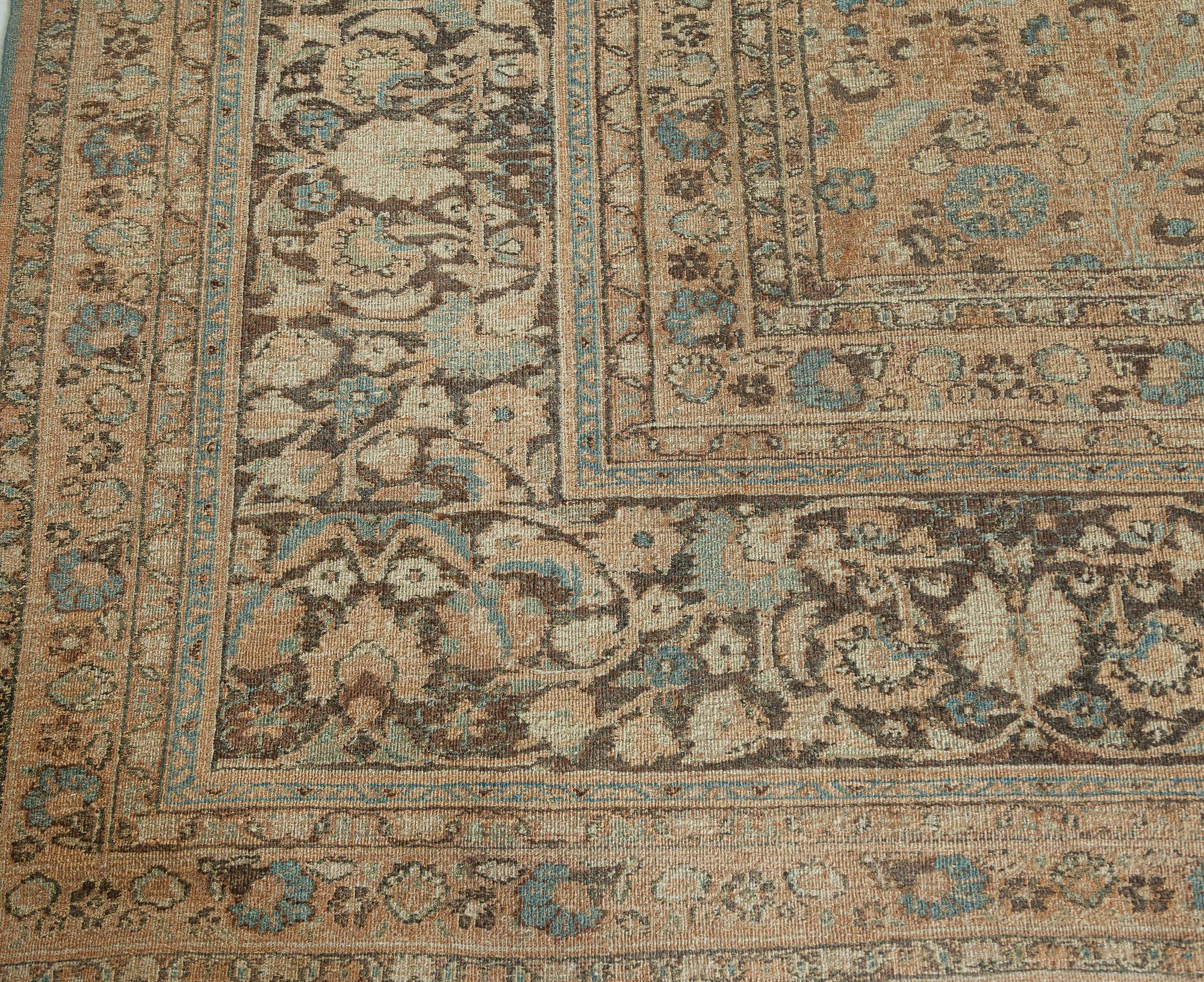 Antique Persian Tabriz Handmade Wool Rug For Sale 2