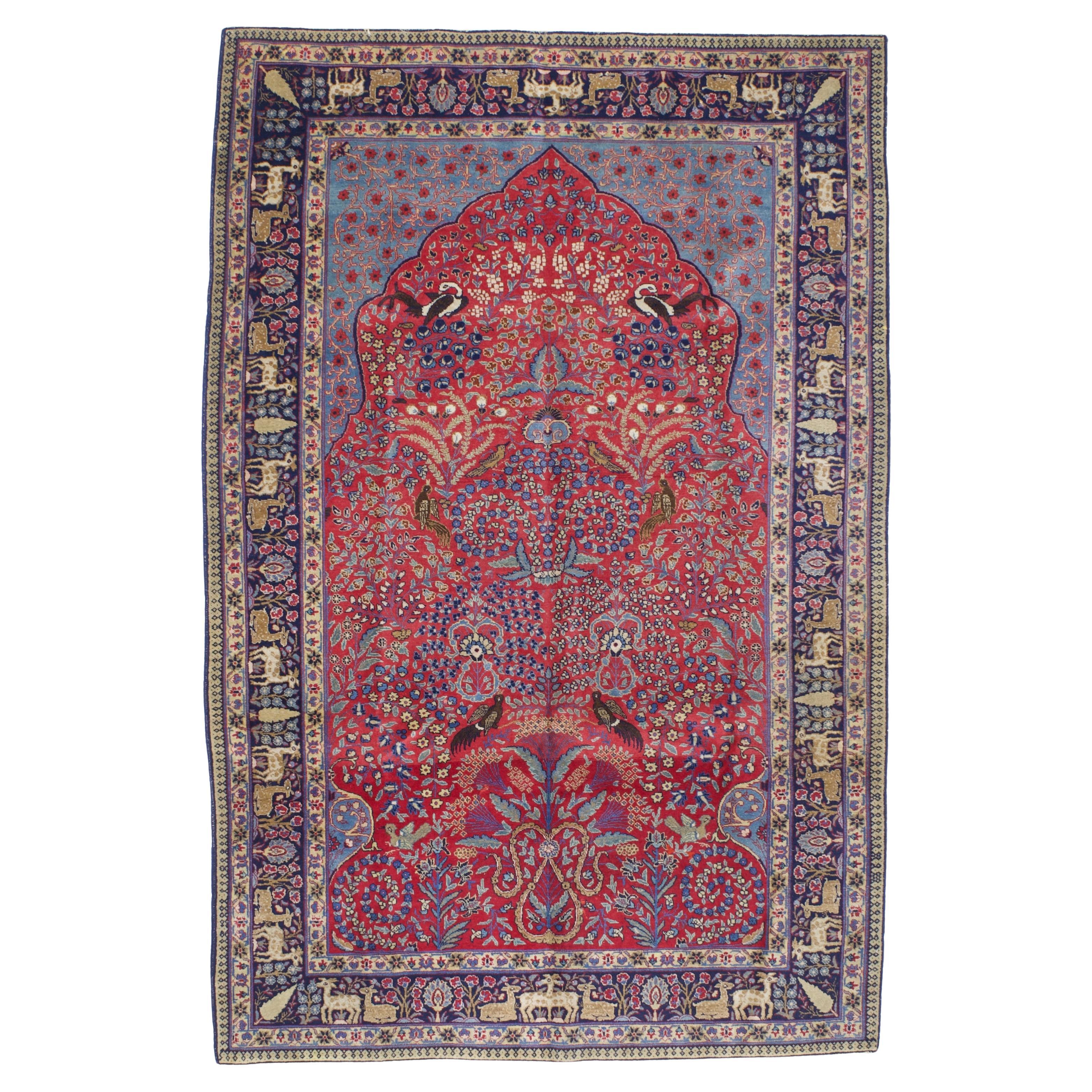 Fina Alfombra Persa Antigua Tabriz 1,80 x 1,80 metros