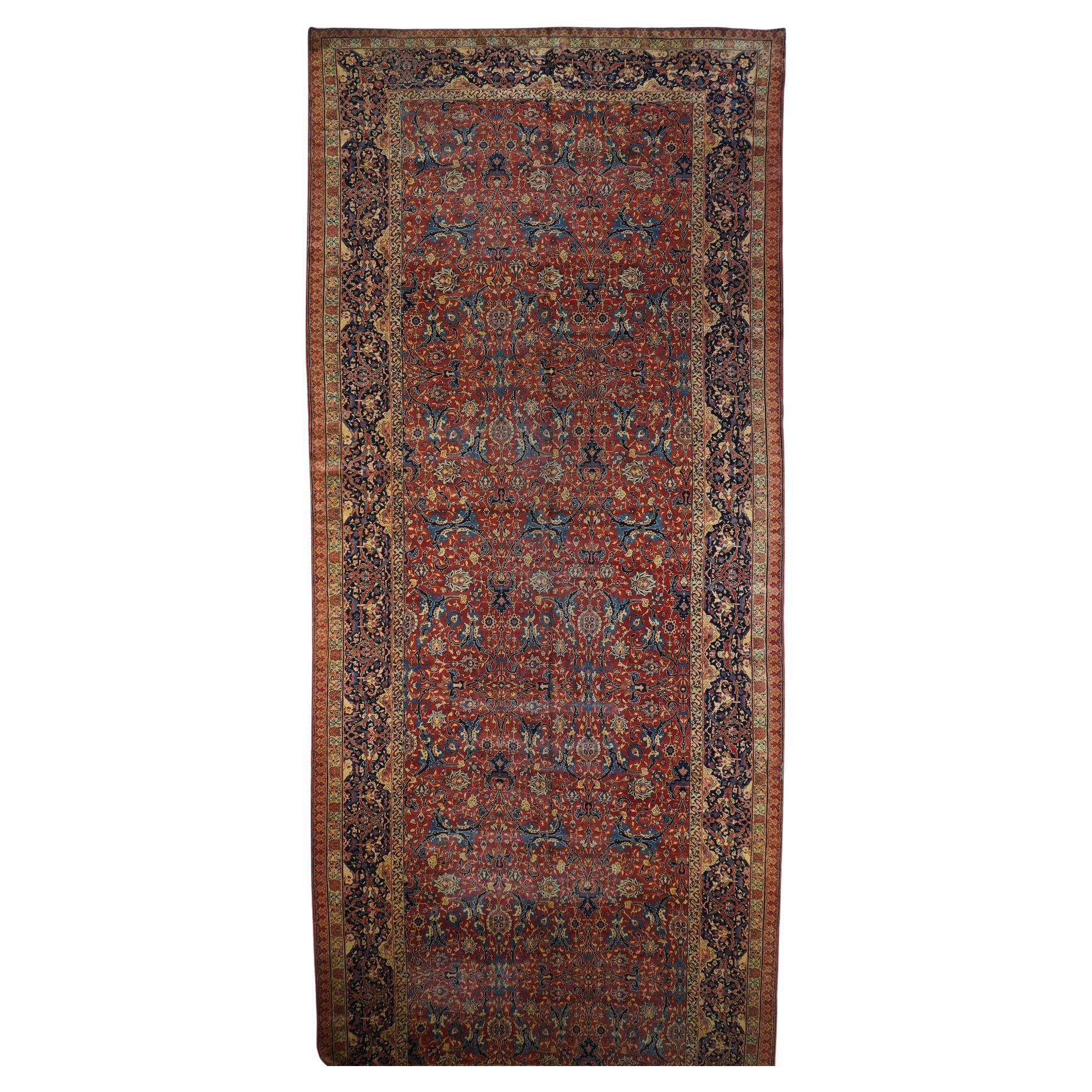 Fine Antique Persian Tabriz Rug 7'5'' x 17'4''