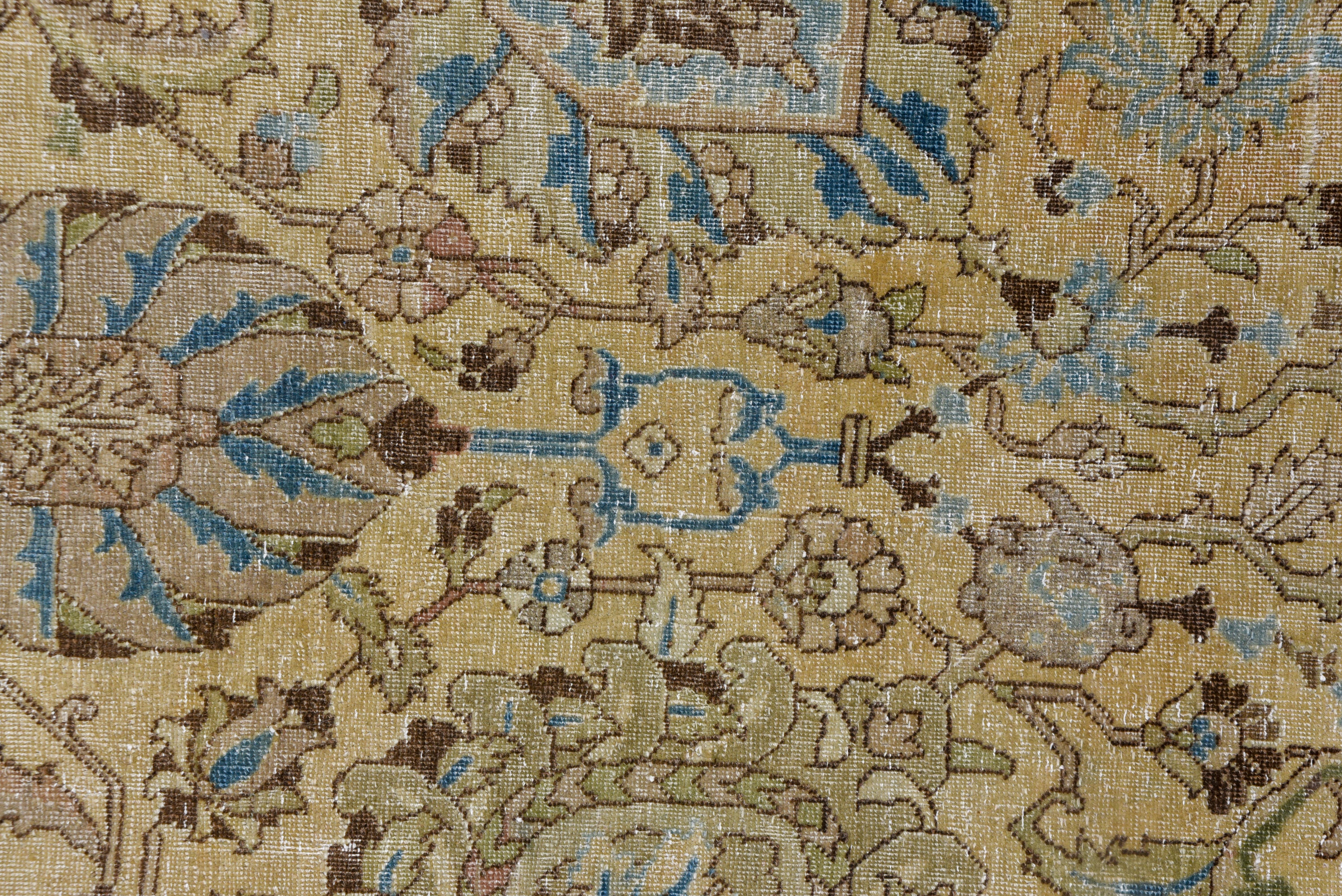 Fine Antique Persian Tabriz Rug, All-Over Field, Blue Borders, circa 1920s For Sale 1