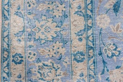 Fine Antique Persian Tabriz Rug, Mint Green Field, Periwinkle Borders