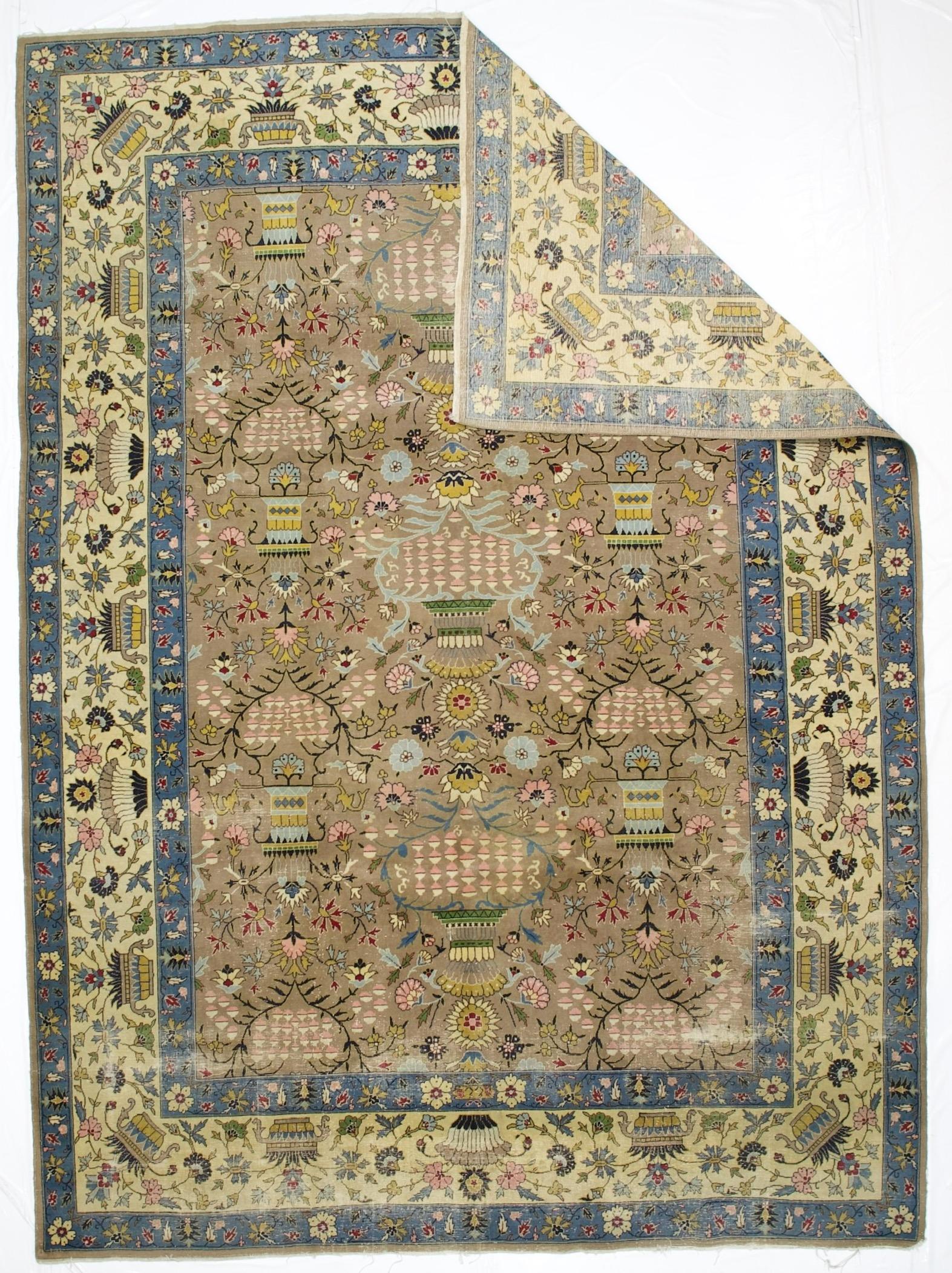 Feine antike persische Tabriz Vase Design Teppich 8'3