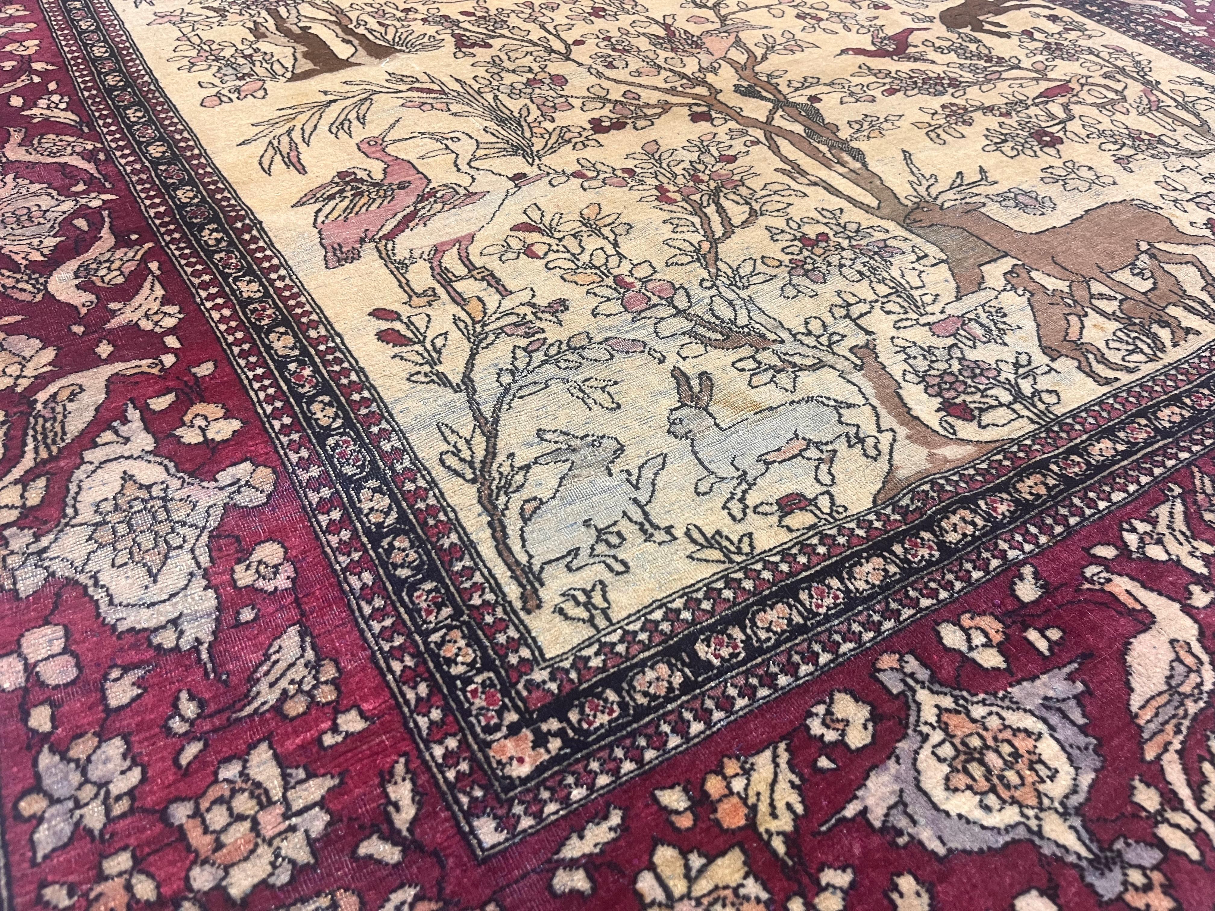 19th Century Fine Antique Persian Tehran Rug 4’8