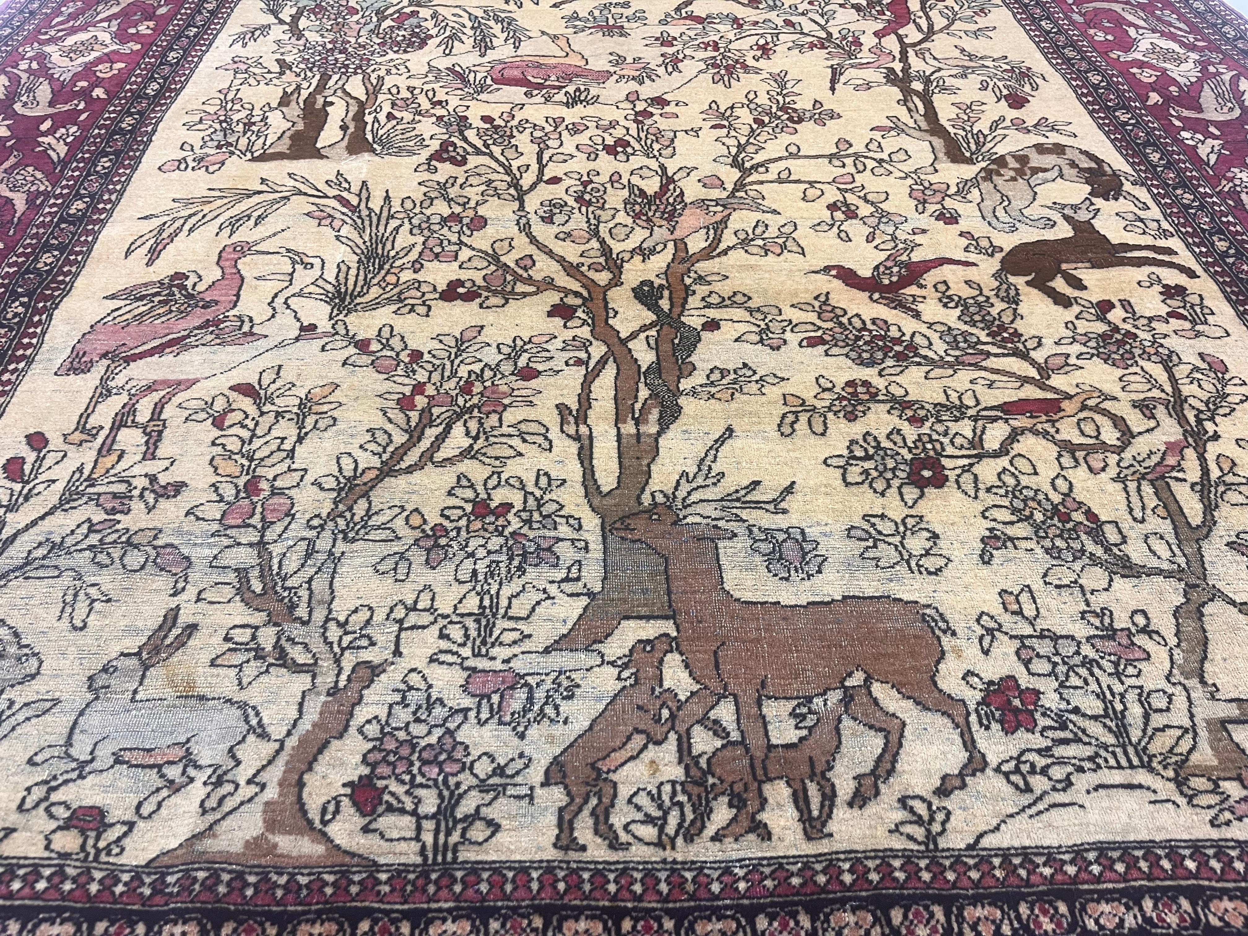 Wool Fine Antique Persian Tehran Rug 4’8