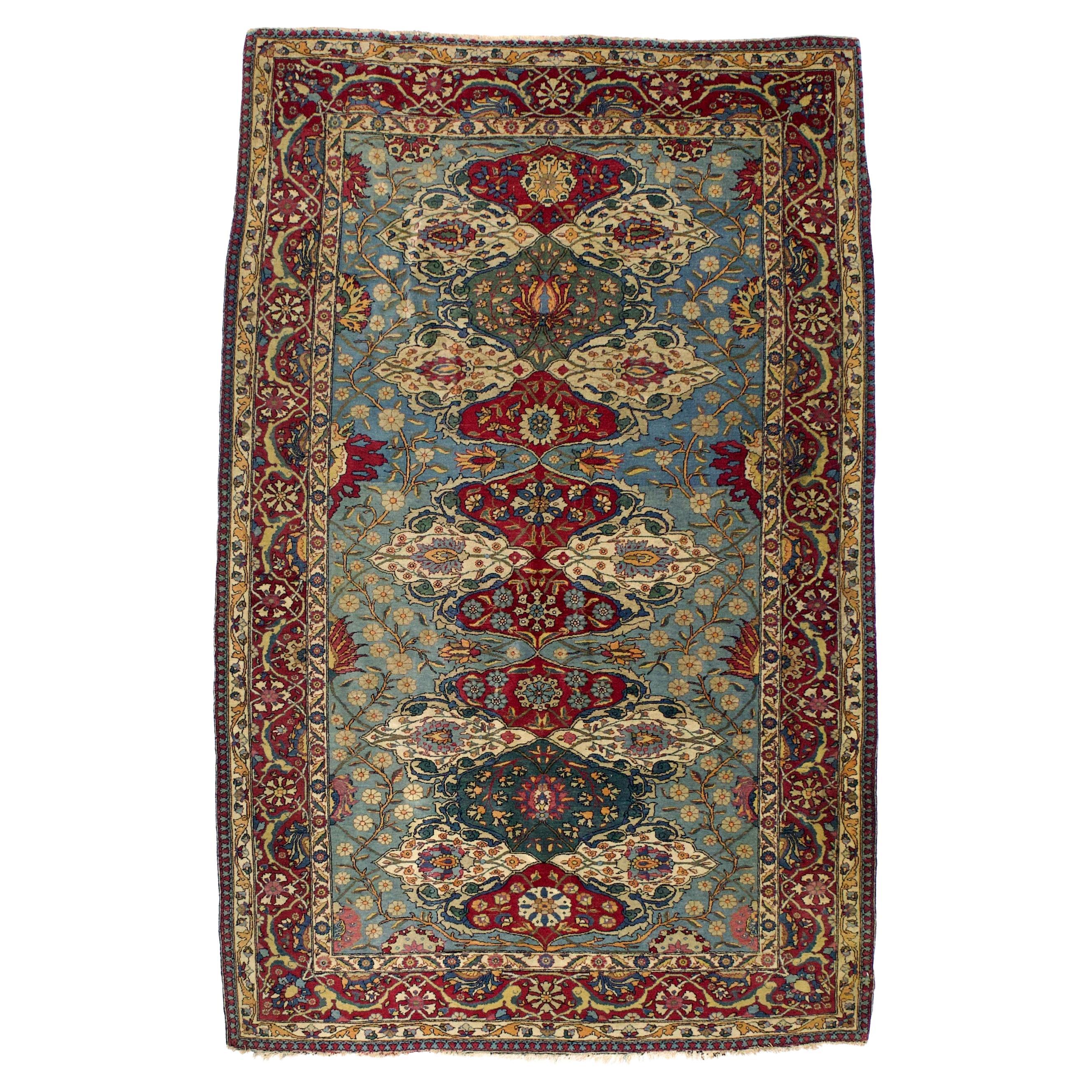 Fina alfombra persa antigua Teherán 4'9" x 7'6 en venta