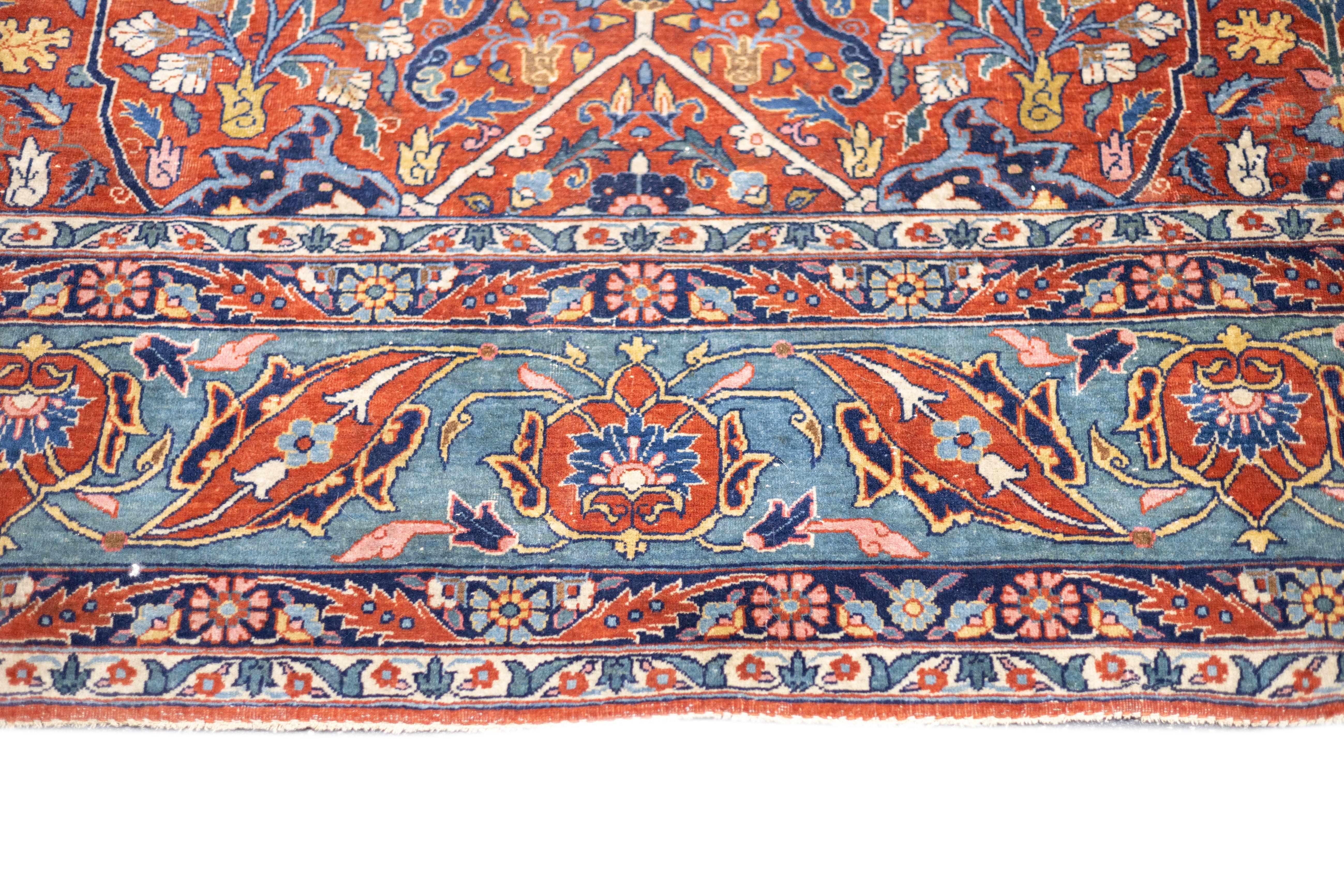 Feiner antiker persischer Teheran-Teppich 8'8'' x 11'10'' (Handgeknüpft) im Angebot