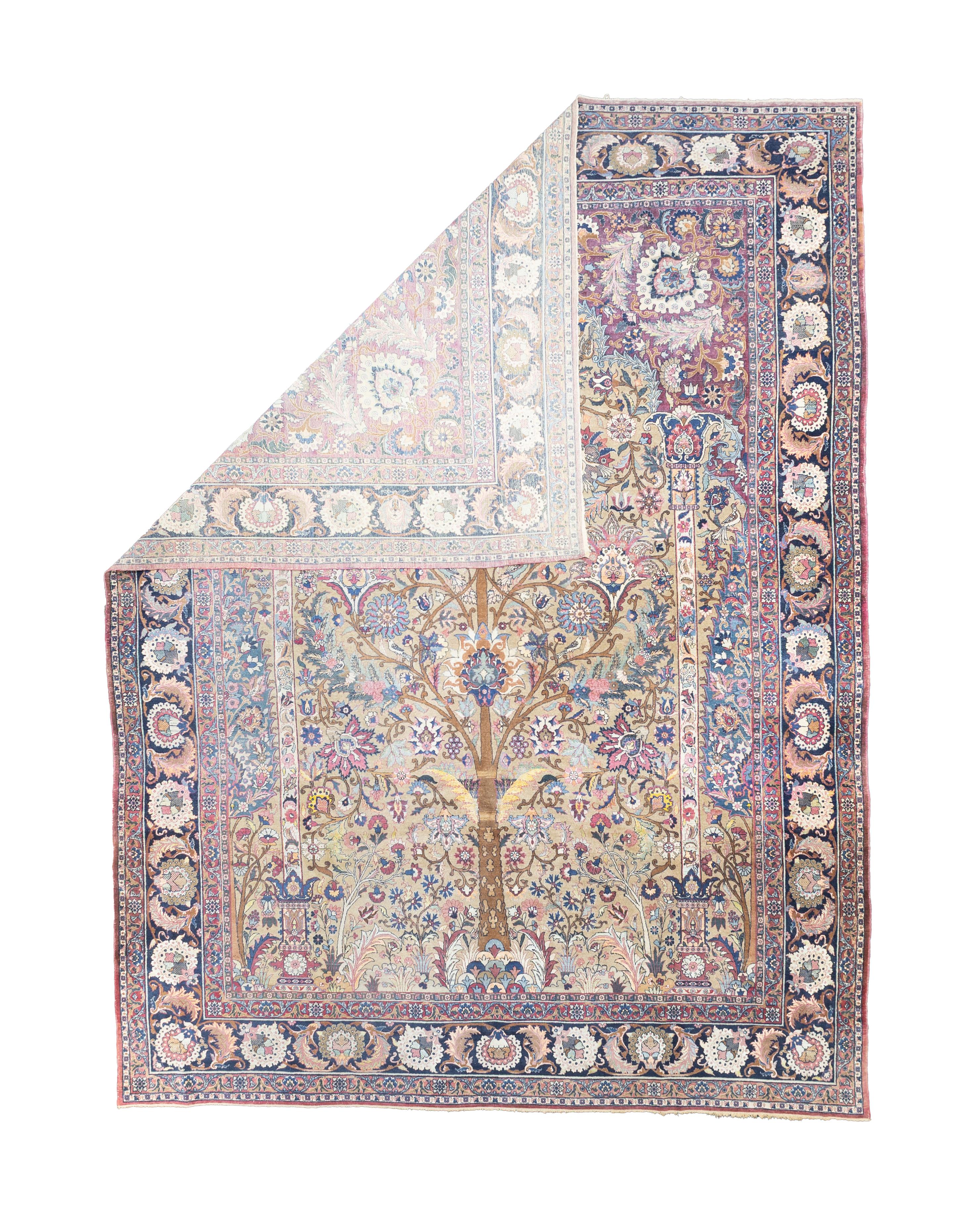 Fine Antique Persian Tehran Rug 9’11” x 13’6”. The interwar, finely woven curvilinear scatters and room sizes woven in the Persian capital city. Medallion, allover and directional/niche layouts. Extensive palettes and high quality wool, on cotton.