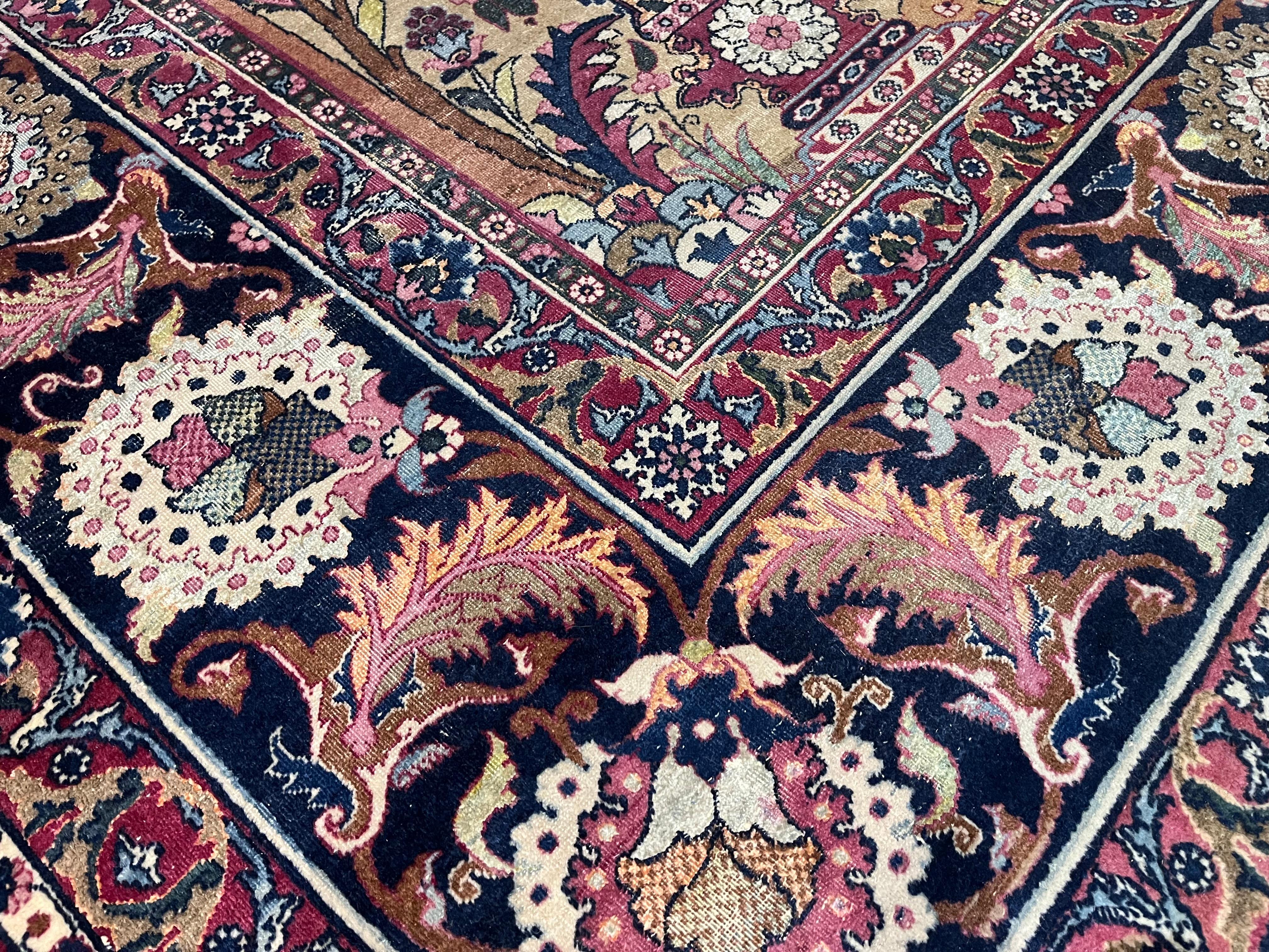 Wool Fine Antique Persian Tehran Rug 9’11” x 13’6” For Sale