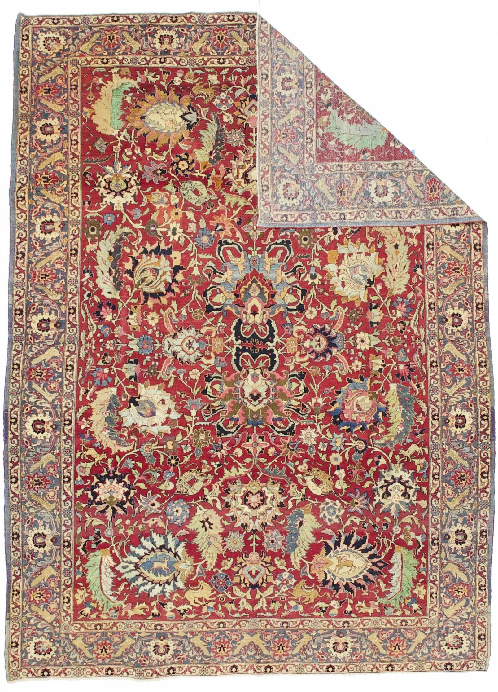 Feiner antiker persischer Teheran-Wollteppich 6'9