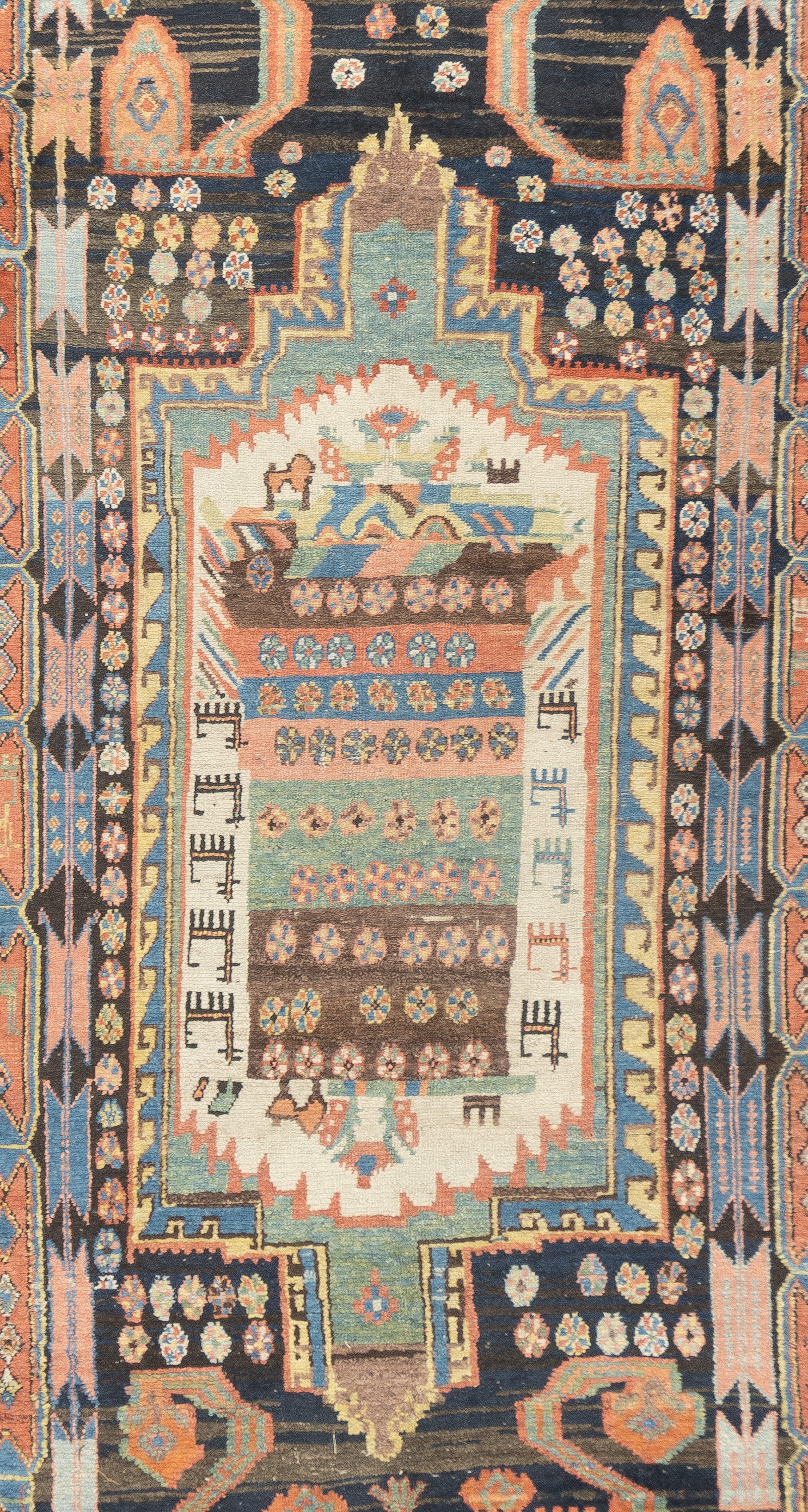 Hand-Knotted Fine Antique Persian Tribal Bakhtiari Rug 4'11'' x 9'7'' For Sale