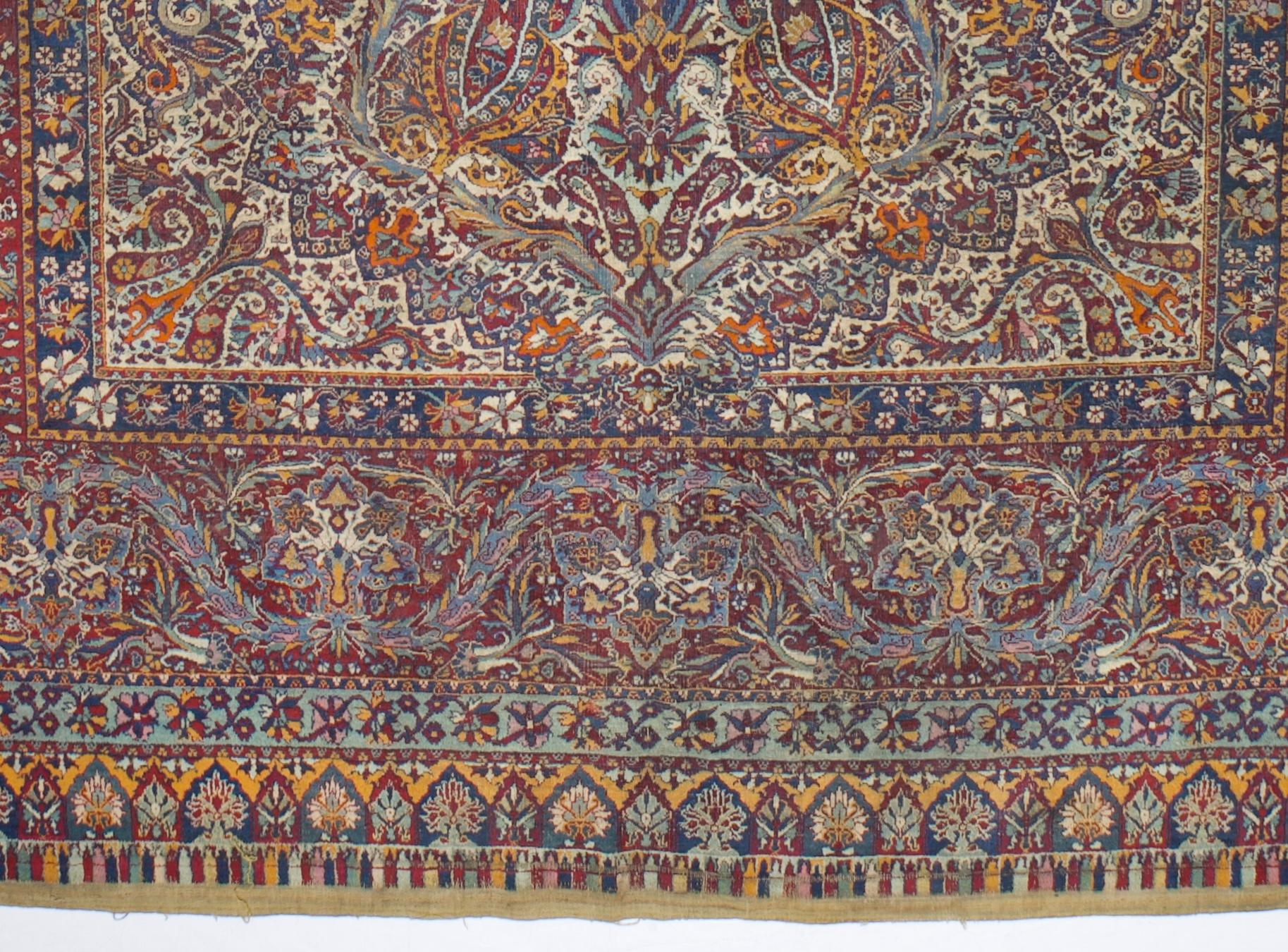 XIX secolo Tappeto antico persiano Yazd 8'10