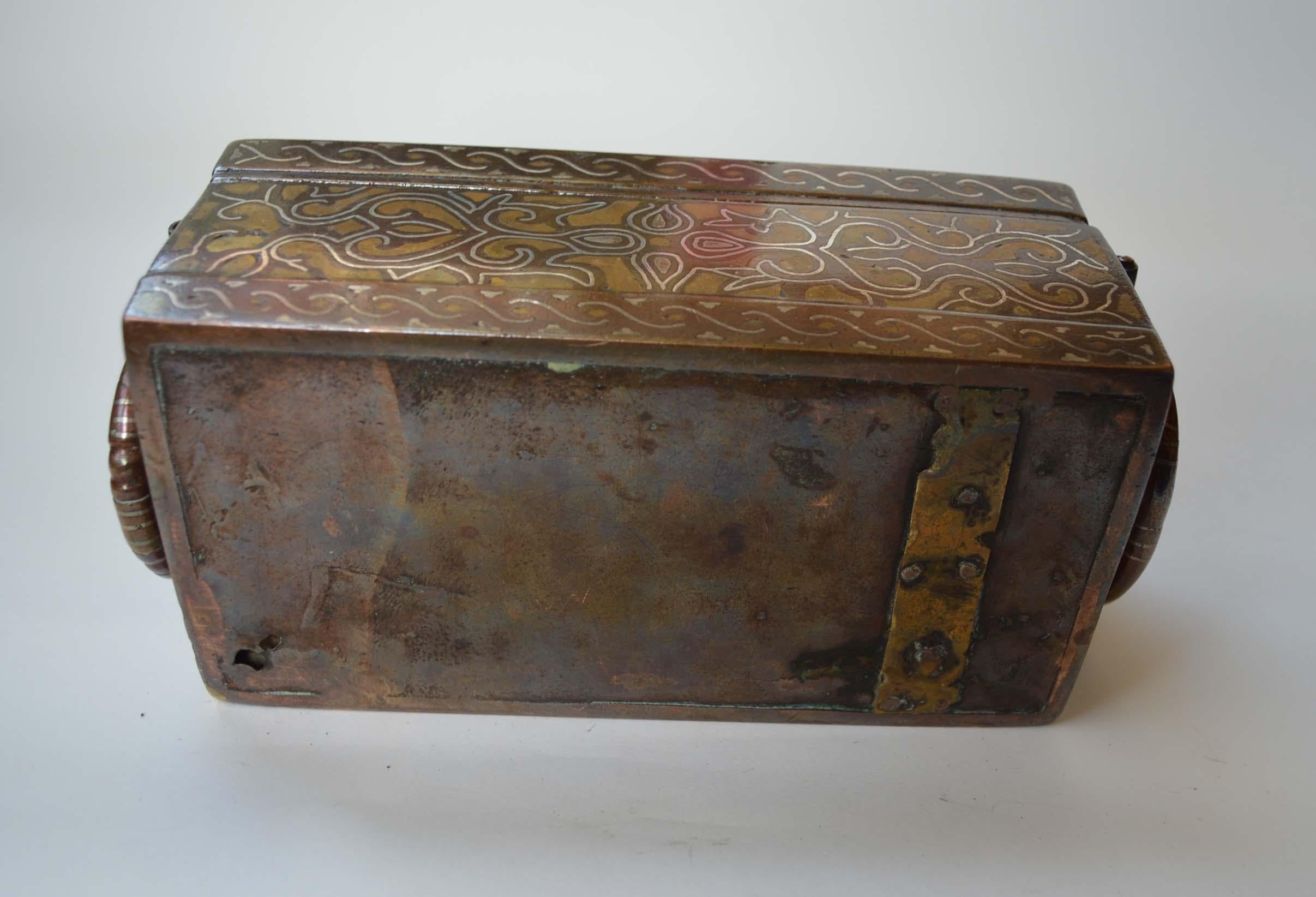 Fine Antique Philippine Bronze Silver Brass Inlaid Betel Box Collectible Boxes For Sale 3