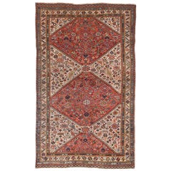 Fine Used Qashqai/Kashkai Khamsehpersian Rug, Hand Knotted, circa 1890