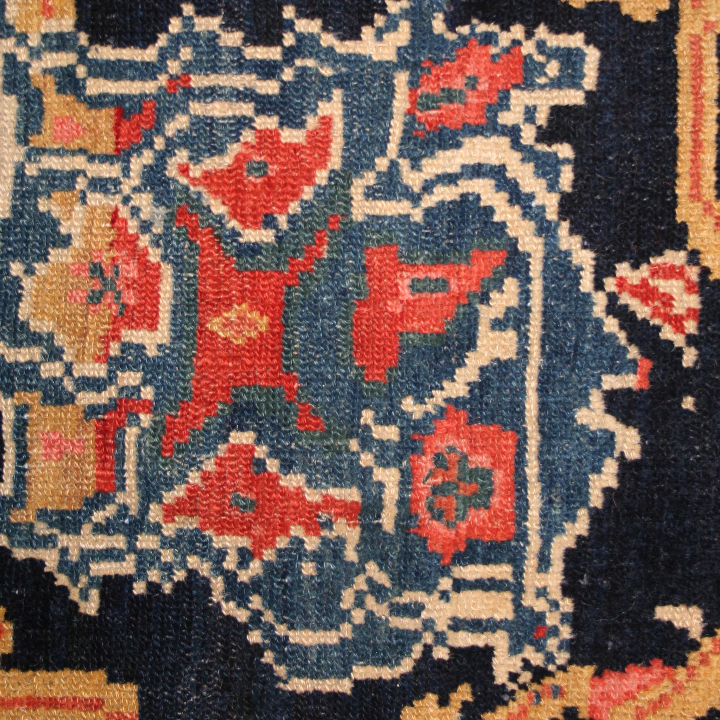 Hand-Knotted Fine Antique Rare Senneh Large Rug  For Sale