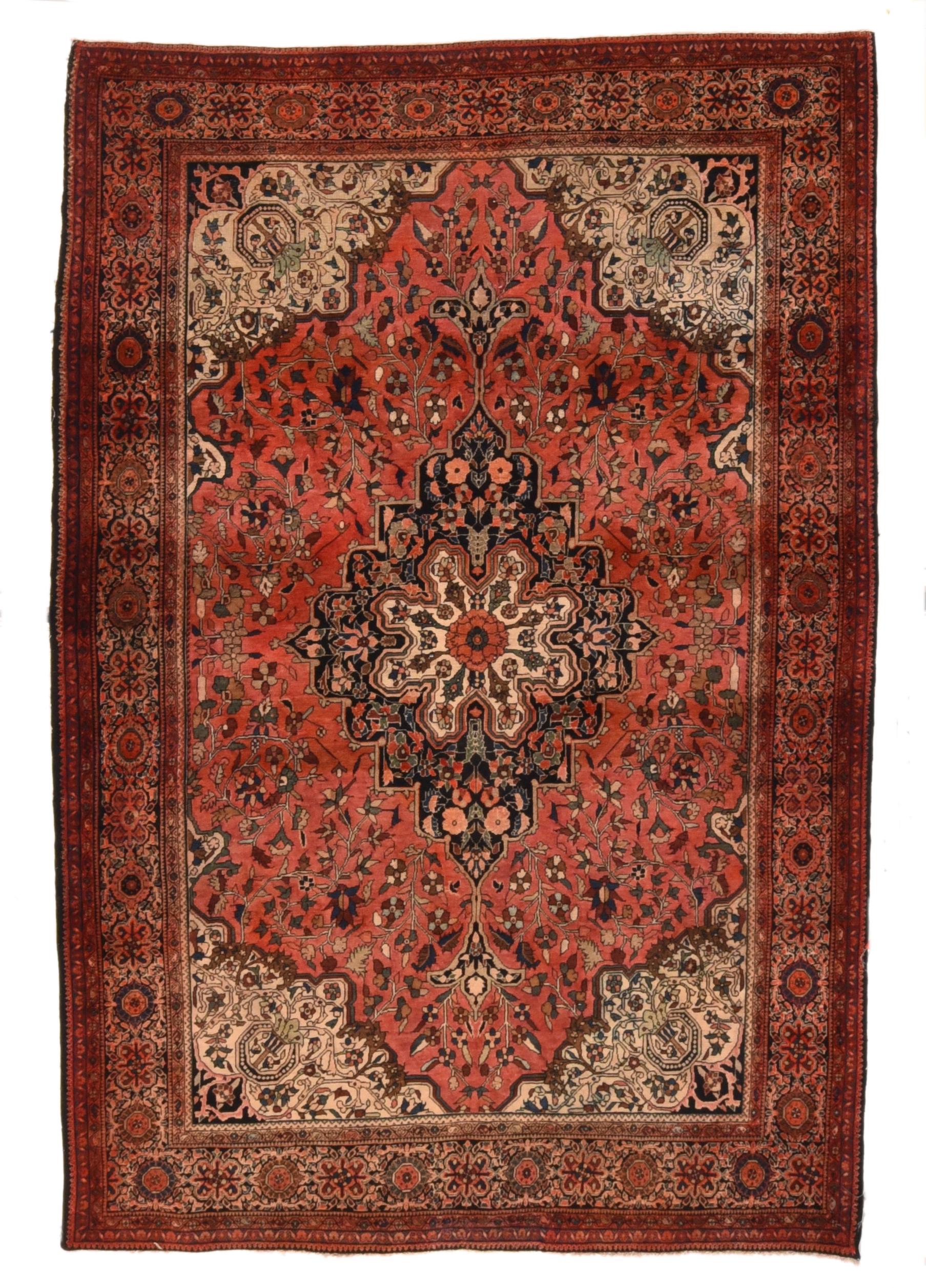 Hand-Knotted Antique Persian Farahan Sarouk Area Rug For Sale