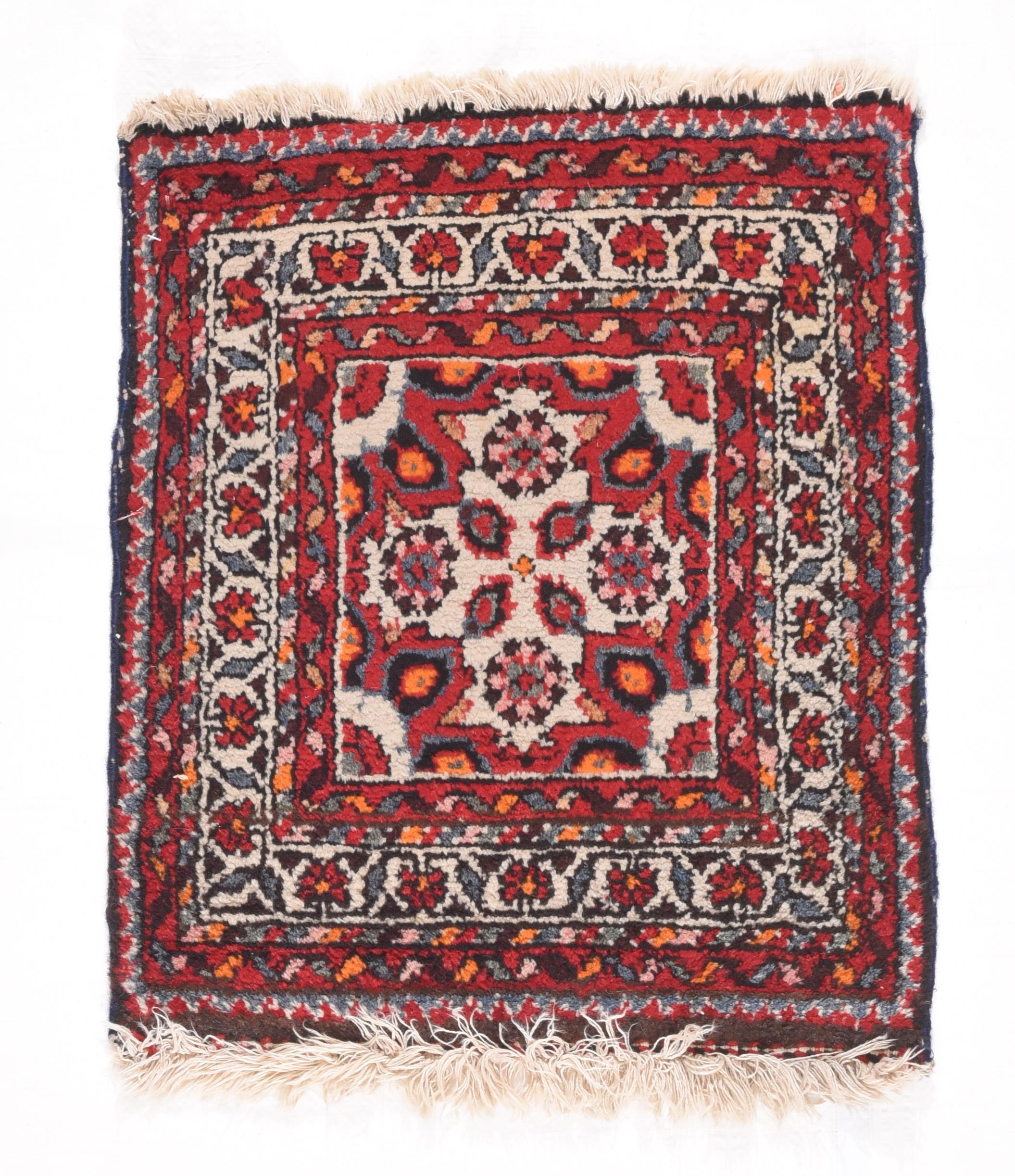 Hand-Knotted Antique Persian Hamedan Mat , Hand Knotted, circa 1920