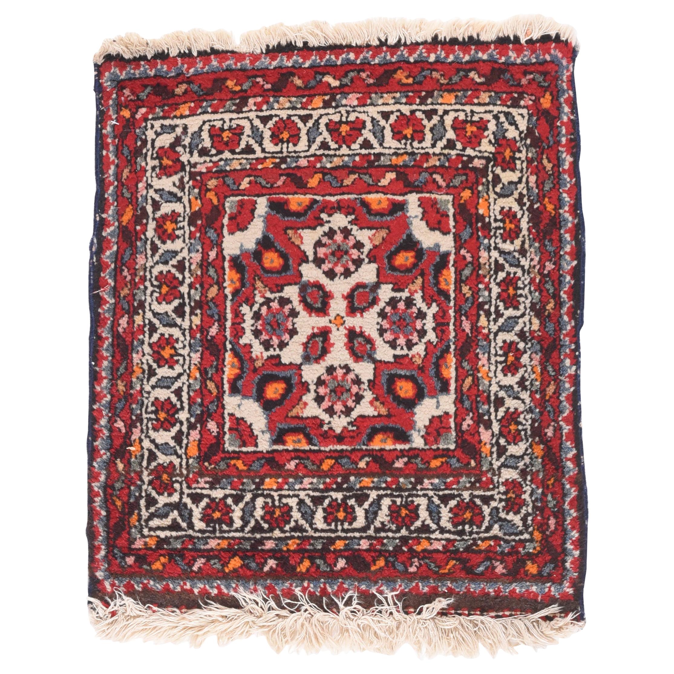 Antique Persian Hamedan Mat , Hand Knotted, circa 1920
