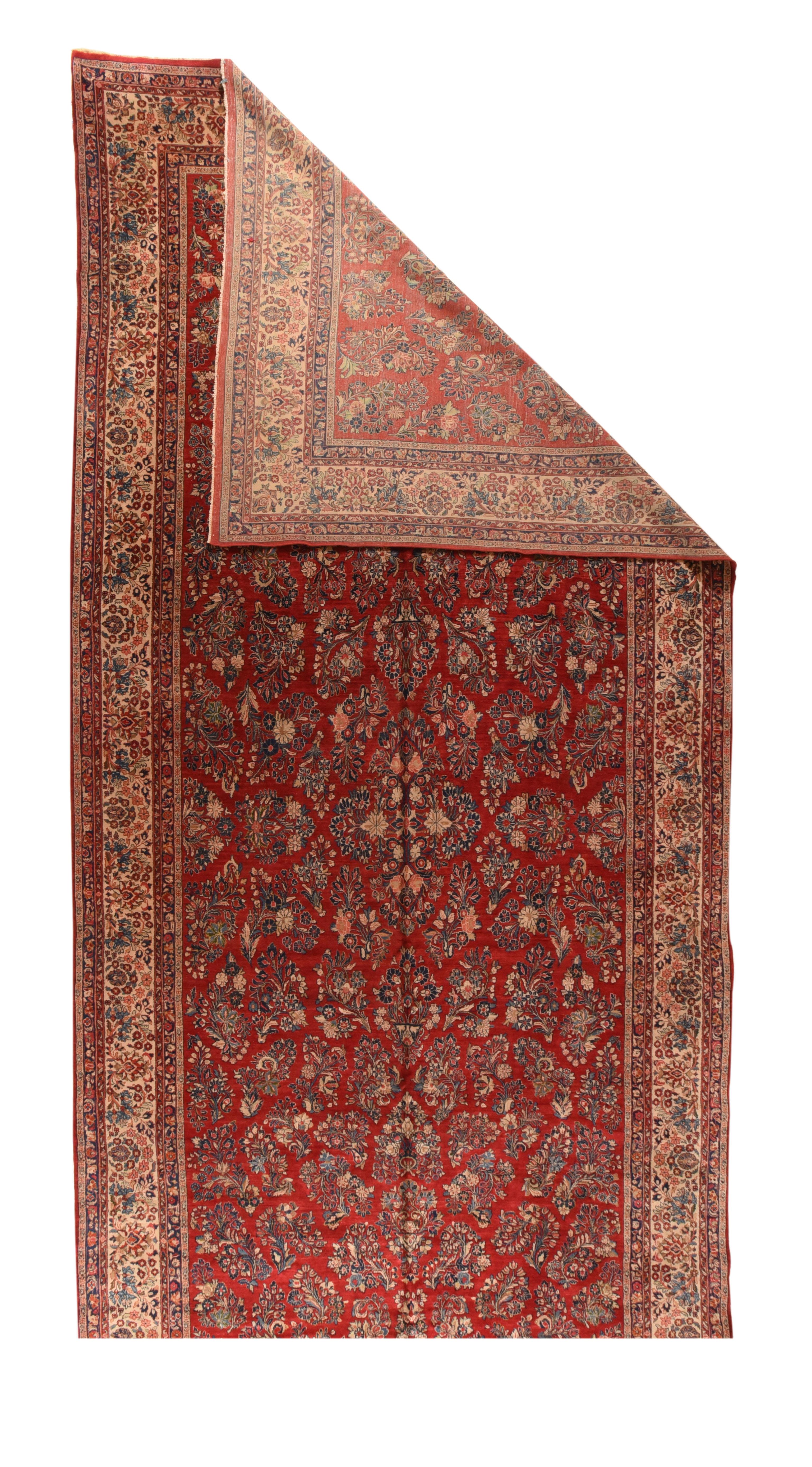 Hand-Knotted Antique Persian Sarouk Area Rug For Sale
