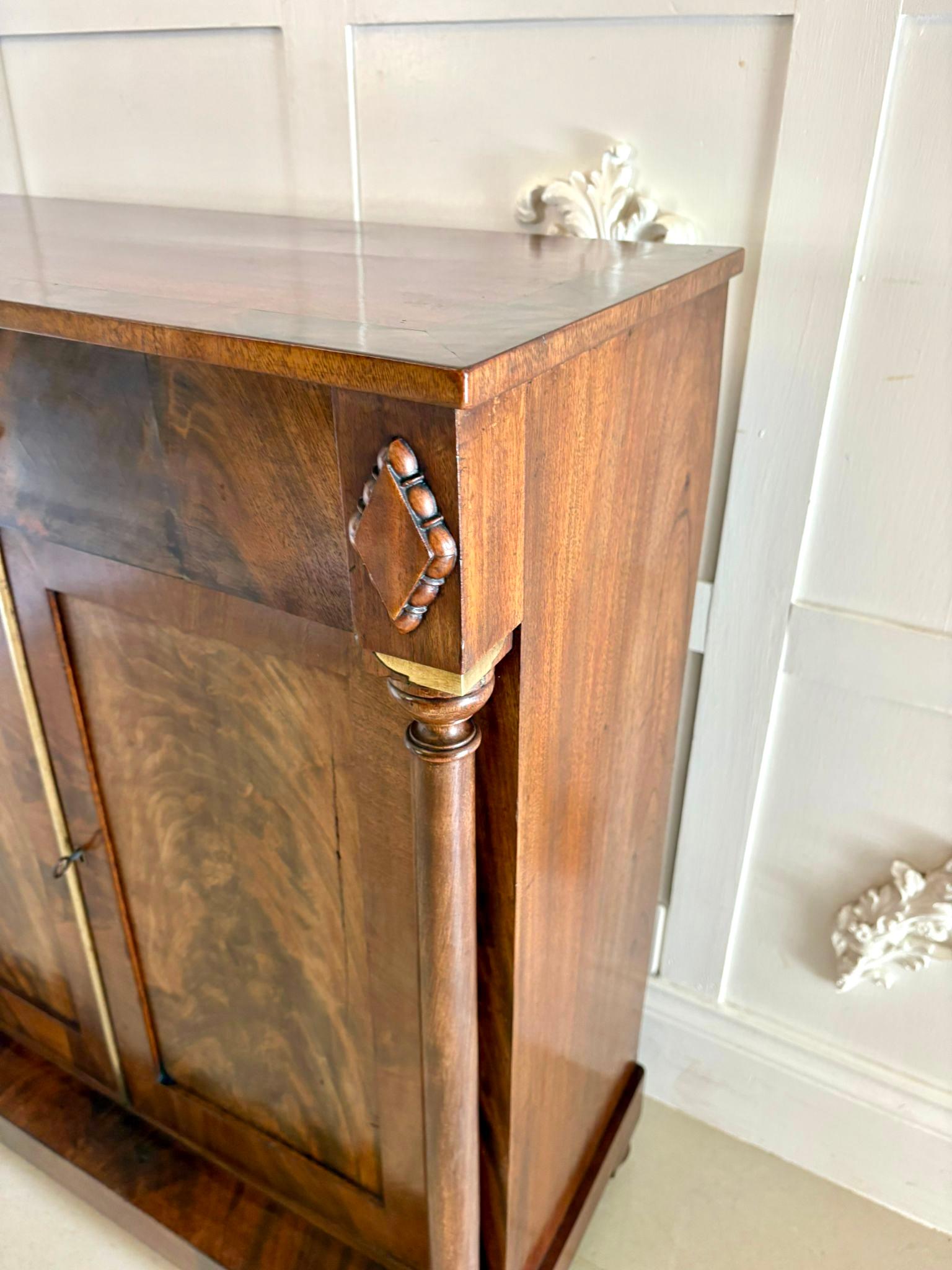 Fine Antique Regency Figured Mahogany Chiffonier Cabinet For Sale 5
