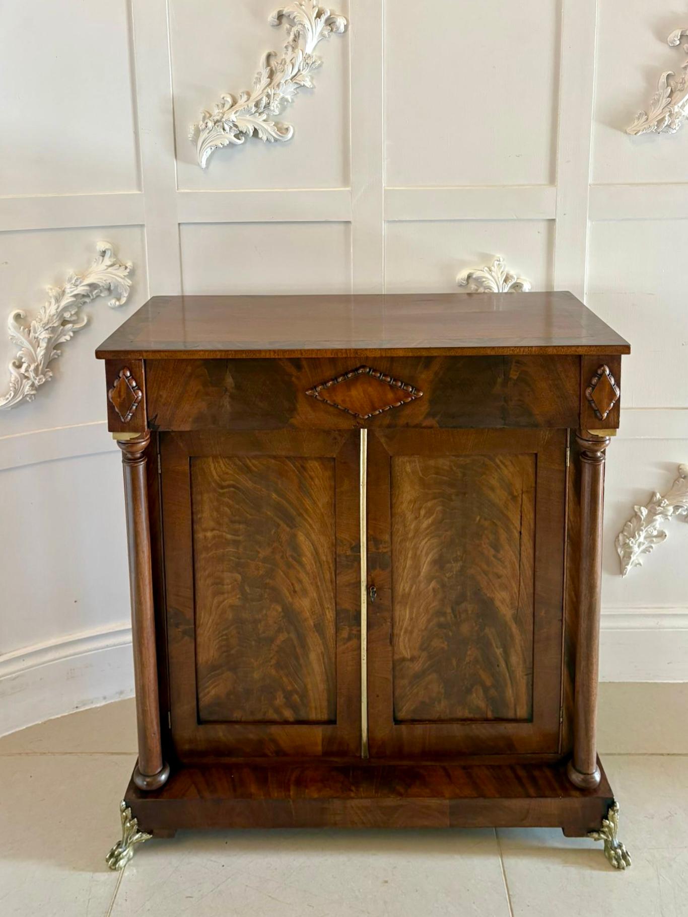 Fine Antique Regency Figured Mahogany Chiffonier Cabinet For Sale 7