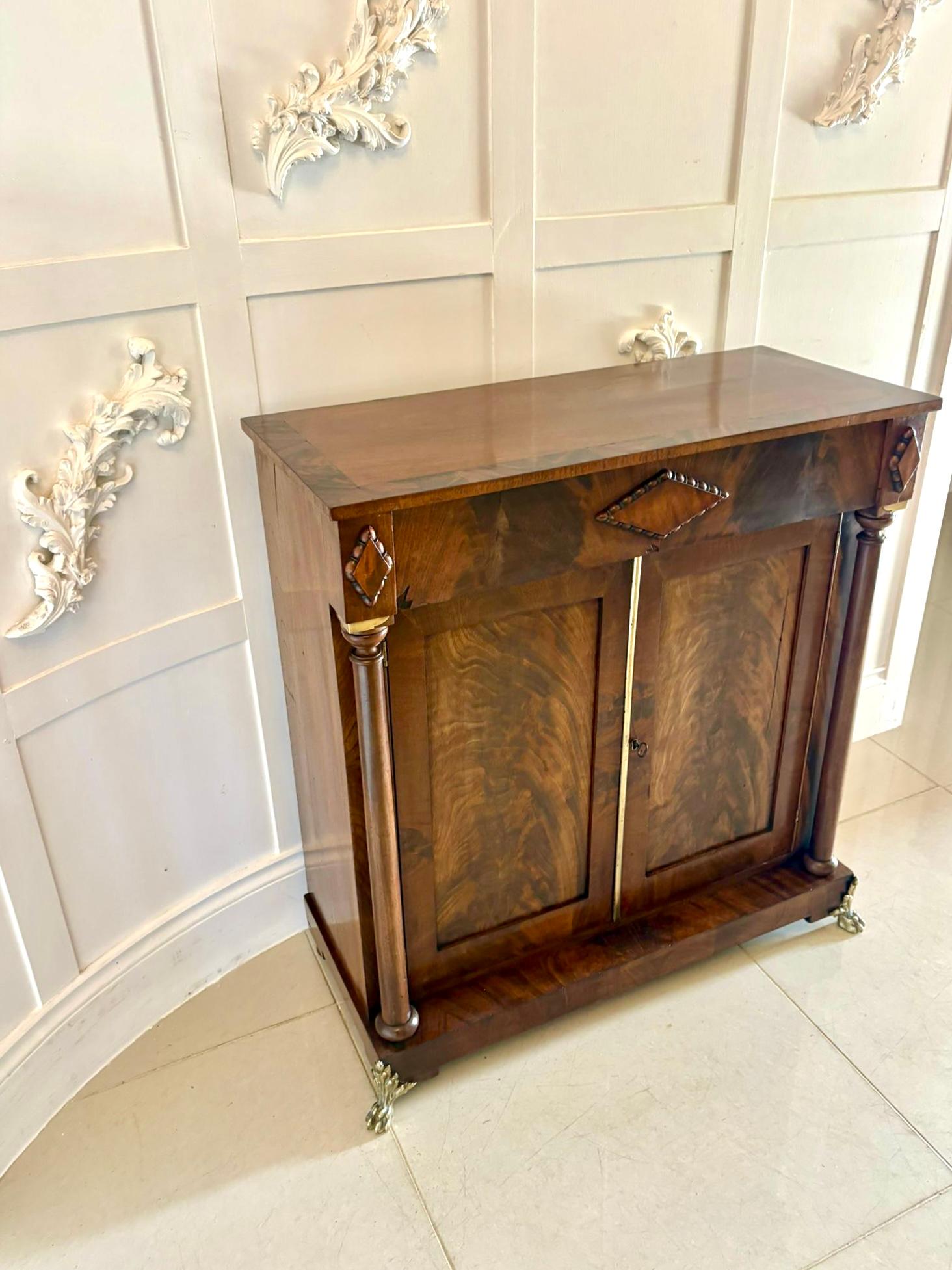 Fine Antique Regency Figured Mahogany Chiffonier Cabinet For Sale 9