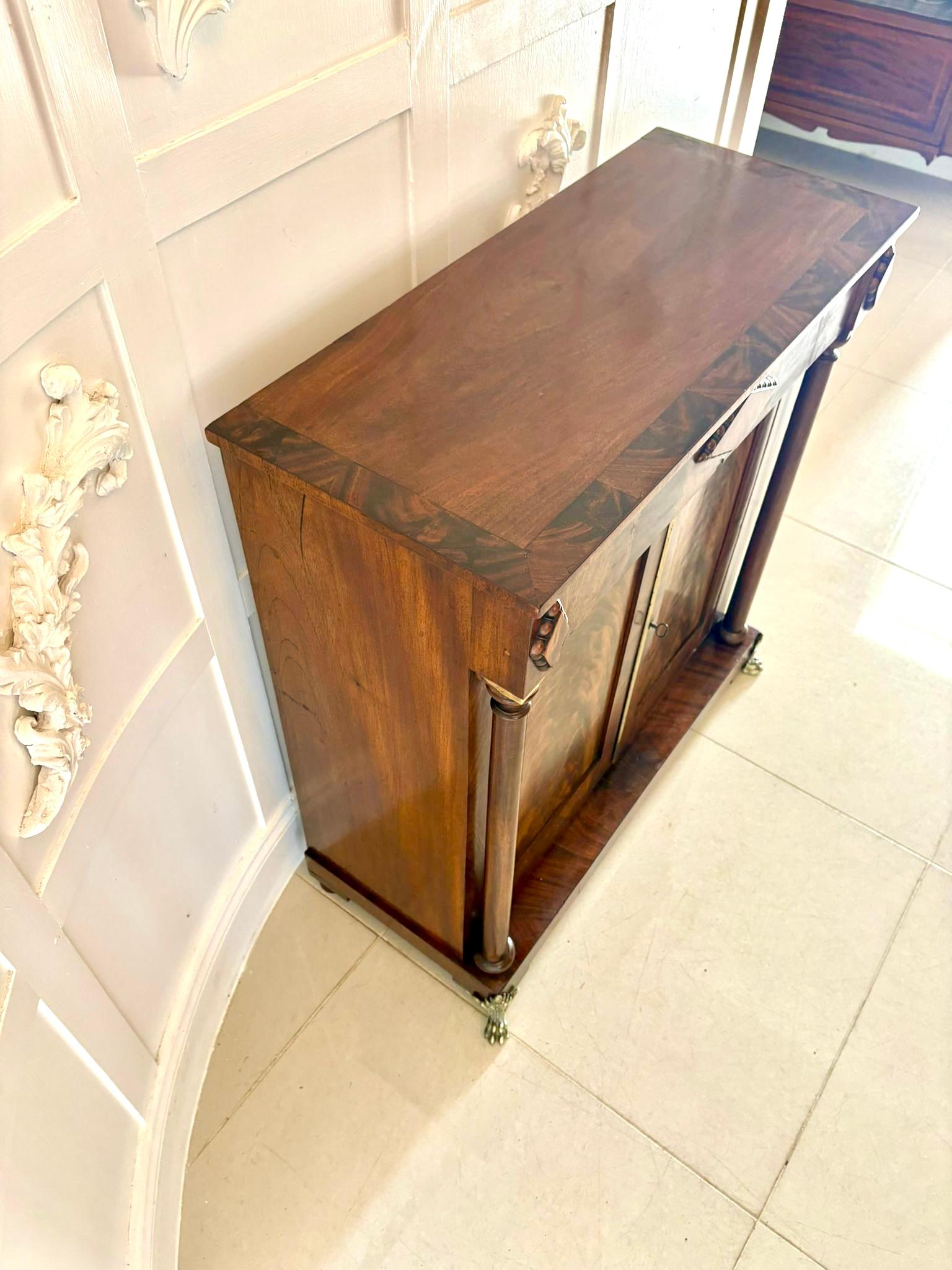 English Fine Antique Regency Figured Mahogany Chiffonier Cabinet For Sale