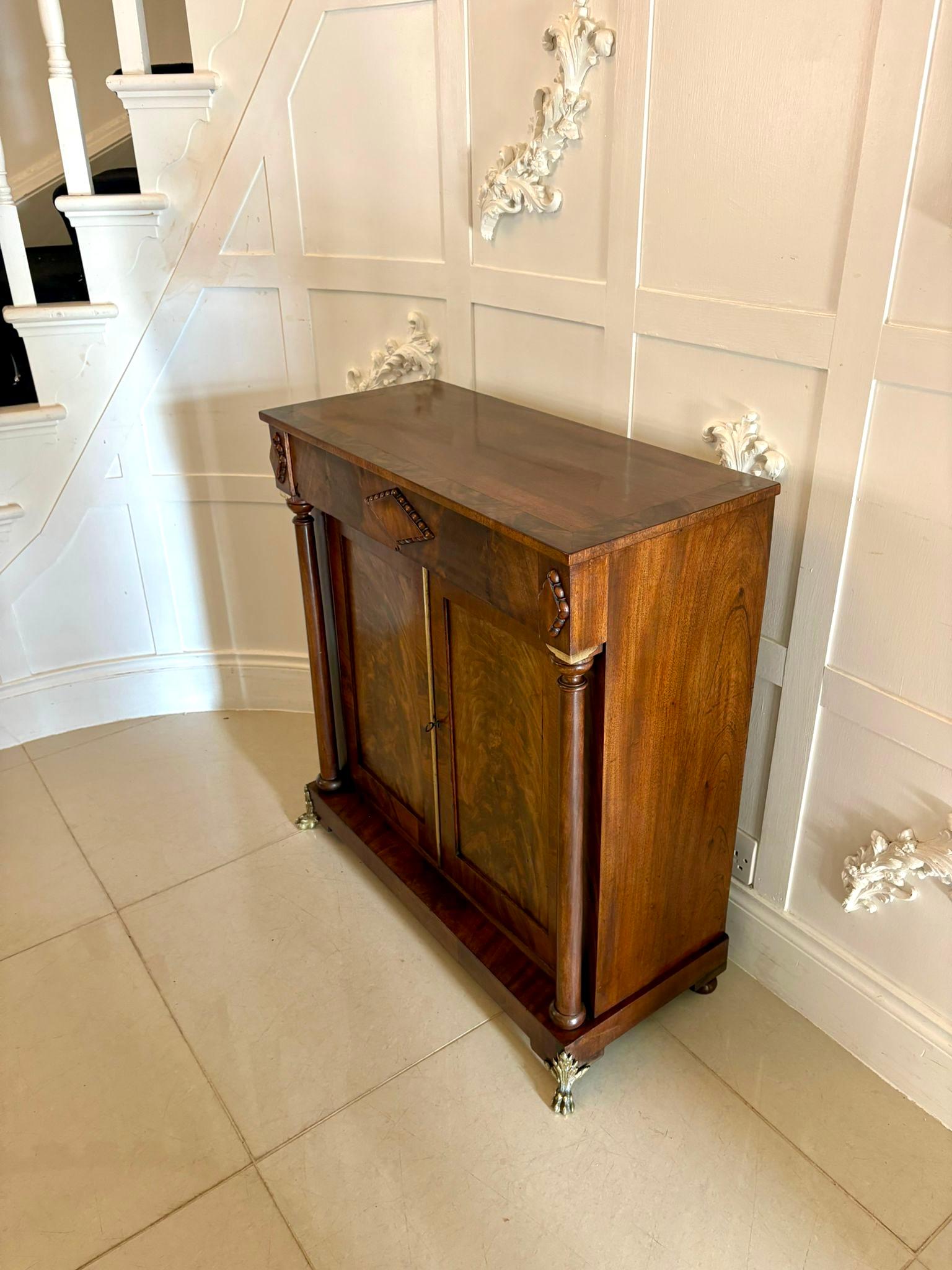 19th Century Fine Antique Regency Figured Mahogany Chiffonier Cabinet For Sale